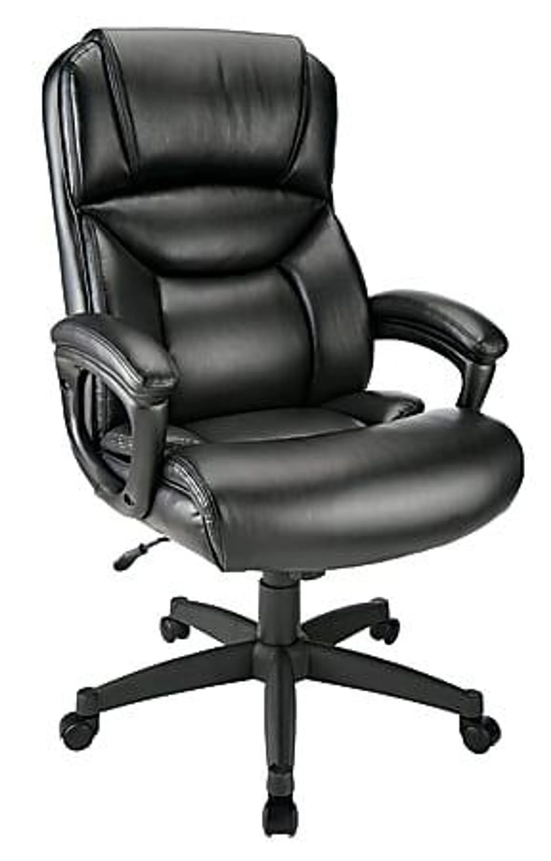 Realspace® Fennington Bonded Leather High-Back Executive Office Chair, Black, BIFMA Compliant