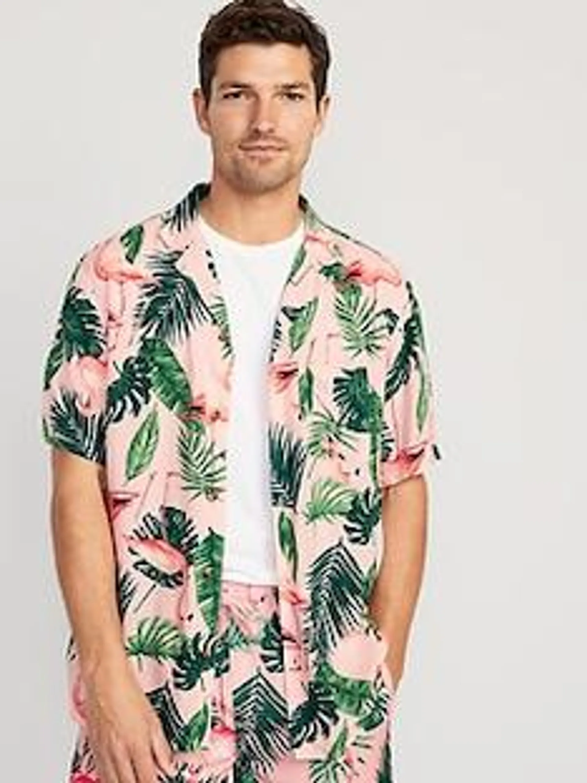Short-Sleeve Printed Camp Shirt for Men