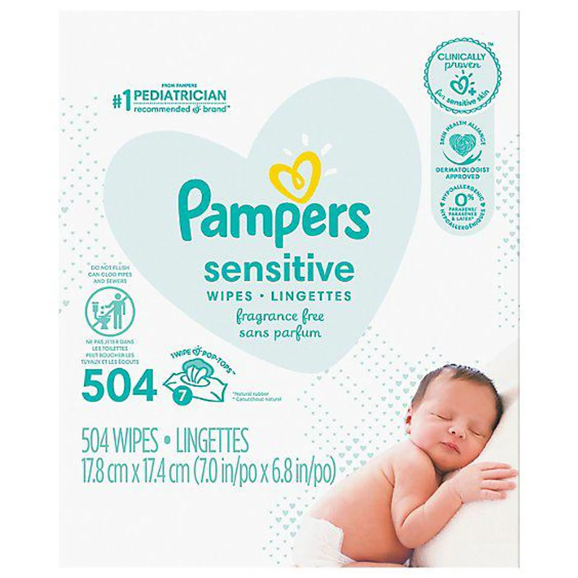 Pampers Baby Wipes Sensitive Perfume Free 7x Pop Top - 504 CT