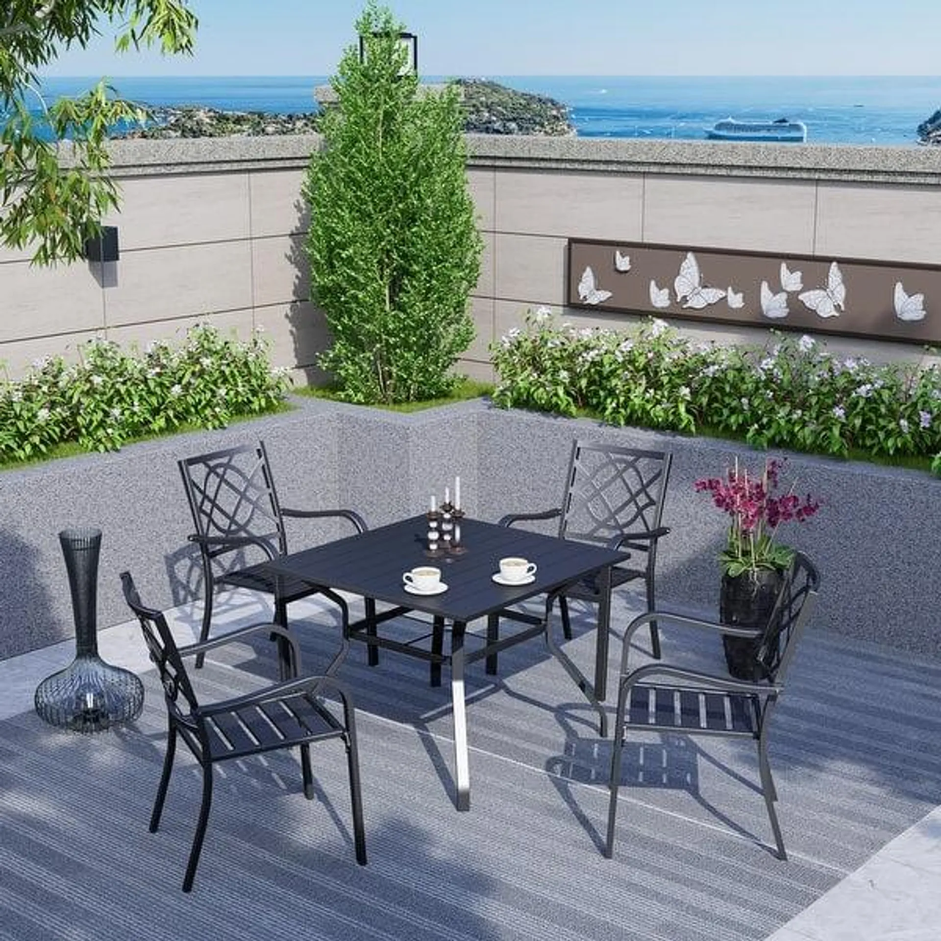 SUNCROWN 5/7-piece Metal Outdoor Patio Dining Set