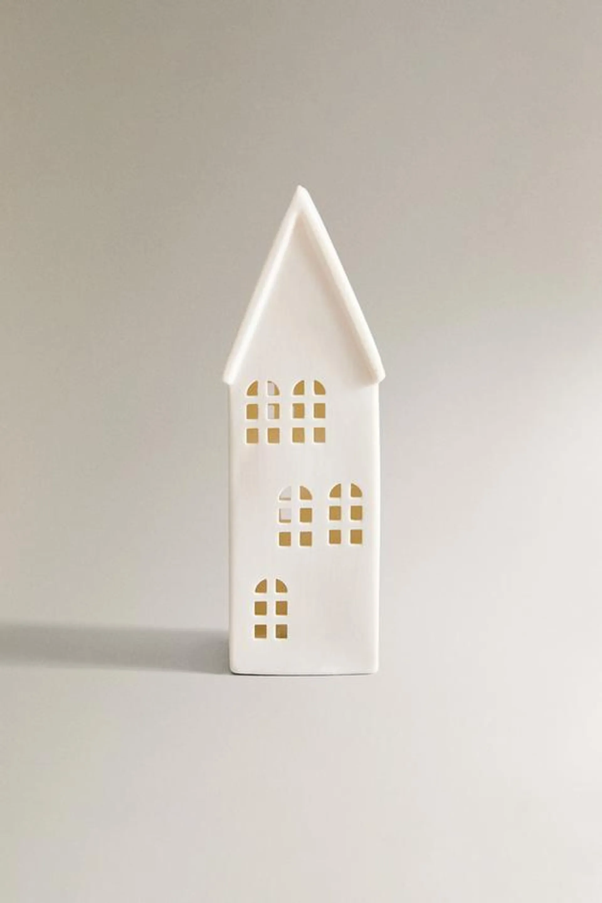 LIGHT-UP STONEWARE HOUSE CHRISTMAS ORNAMENT