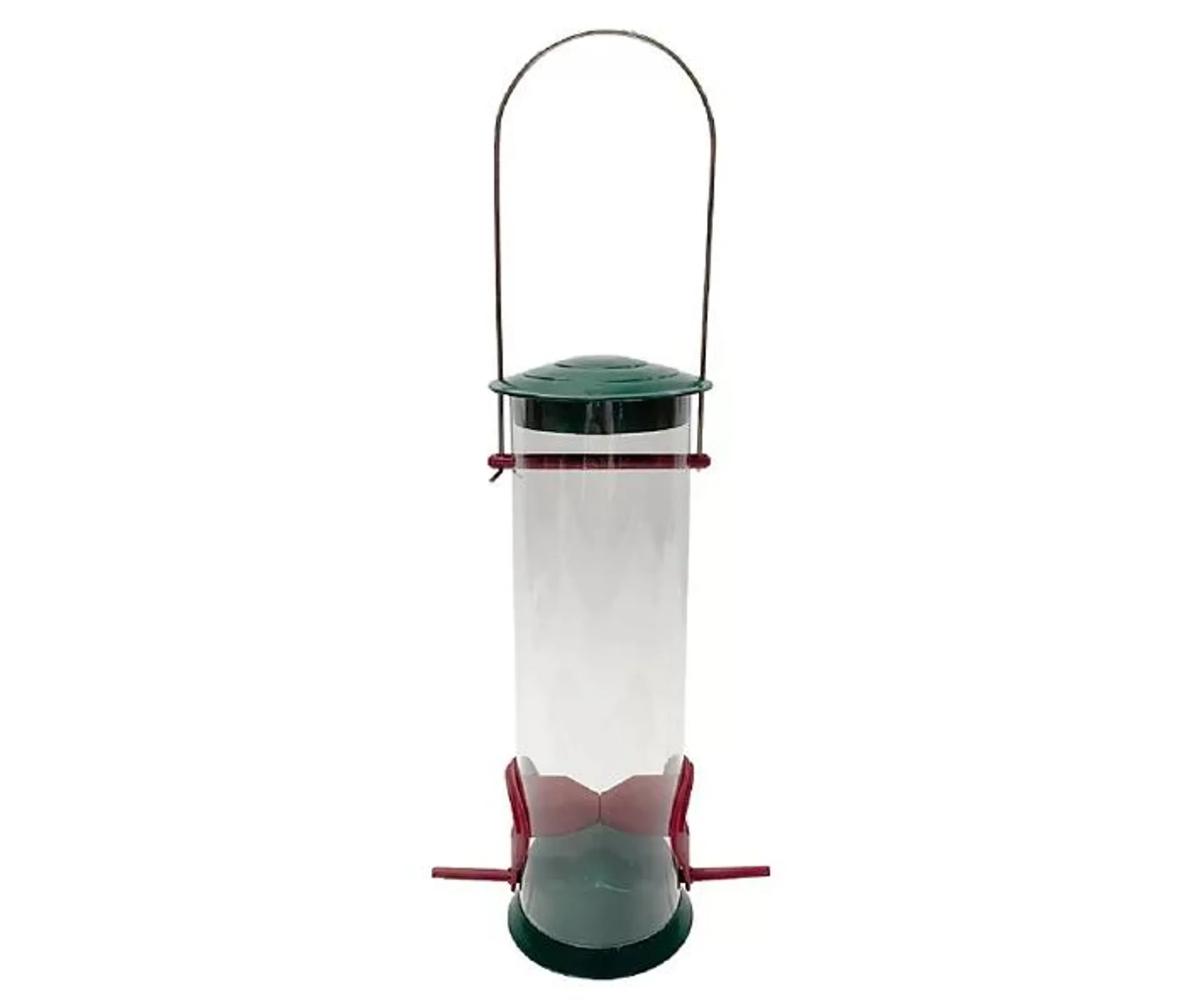 Red & Green Plastic Tube Bird Feeder