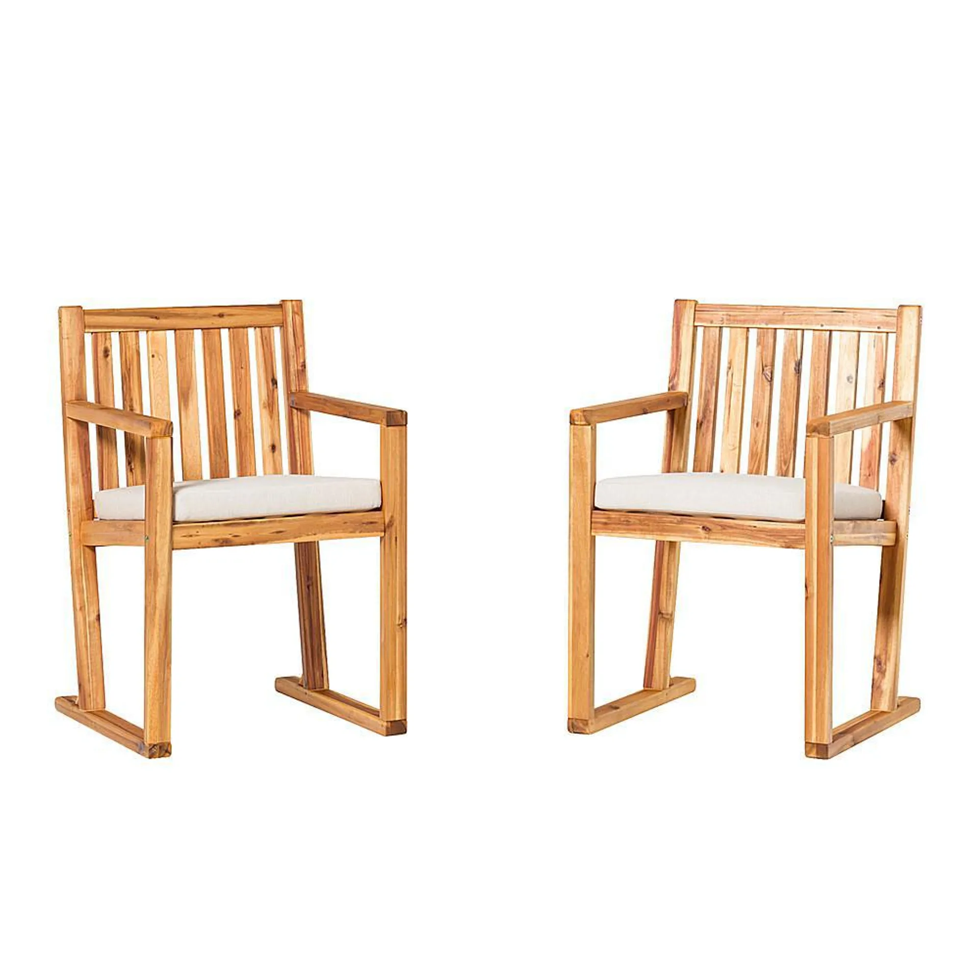 Walker Edison - Modern Solid Wood 2-Piece Slatted Outdoor Dining Chair Set - Natural