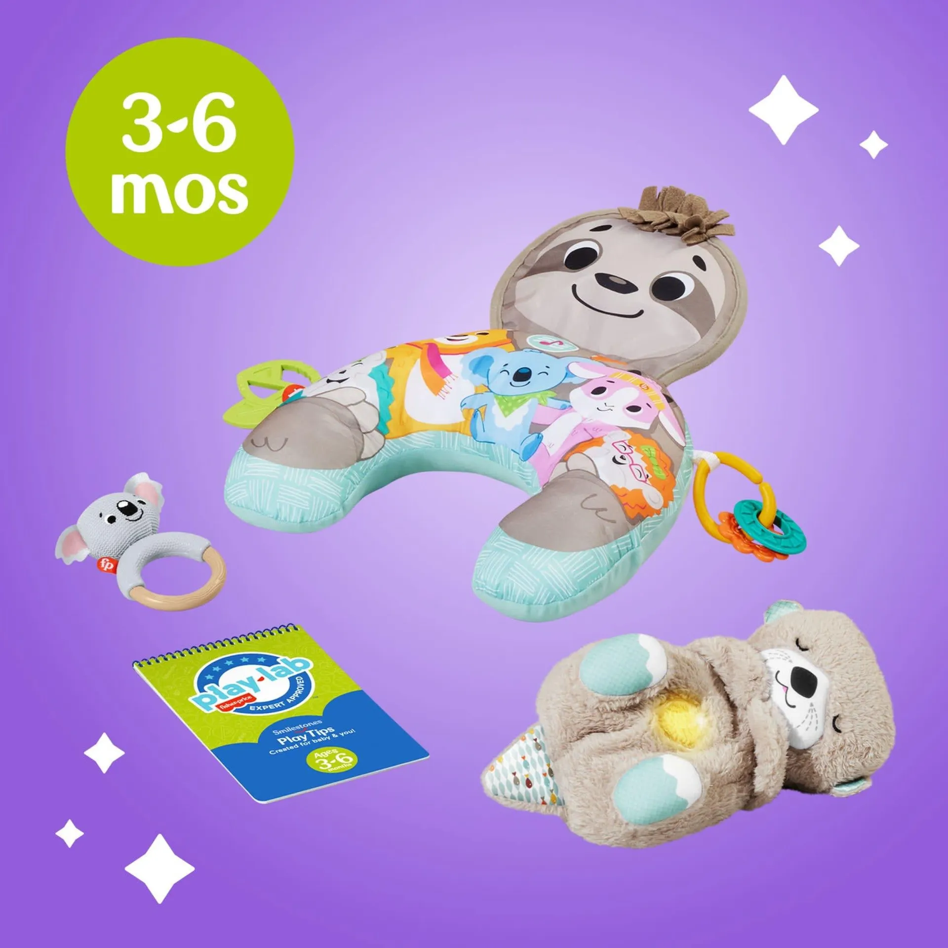 Fisher-Price Smilestones Let's Try Tummy Time Play Kit Newborn Gift Set, Baby Toys & Guide