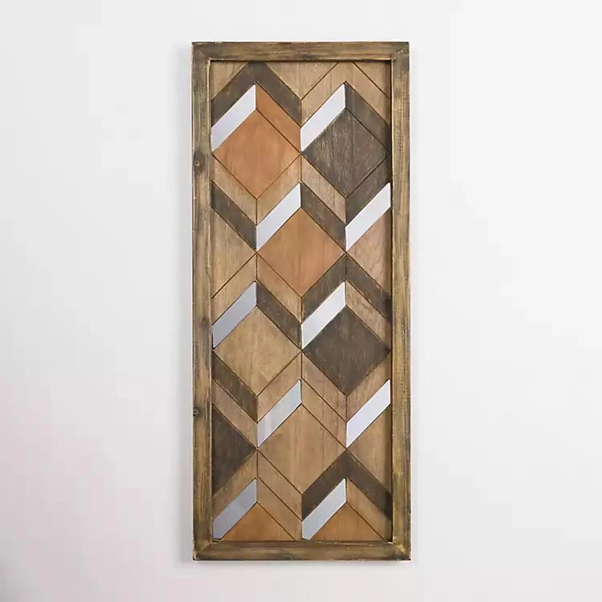 Wood and Mirror Diamond Wall Plaque