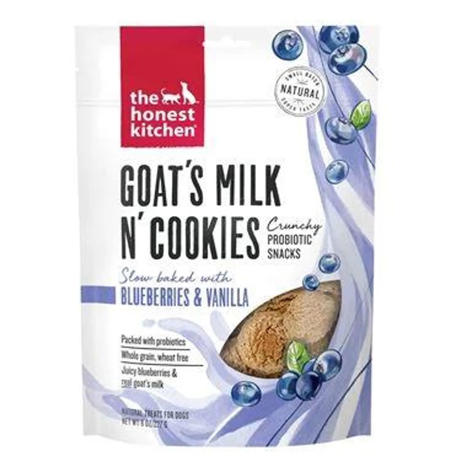 The Honest Kitchen Goat's Milk N' Cookies: Slow Baked with Blueberry & Vanilla Dog Treats, 8 Ounce Bag