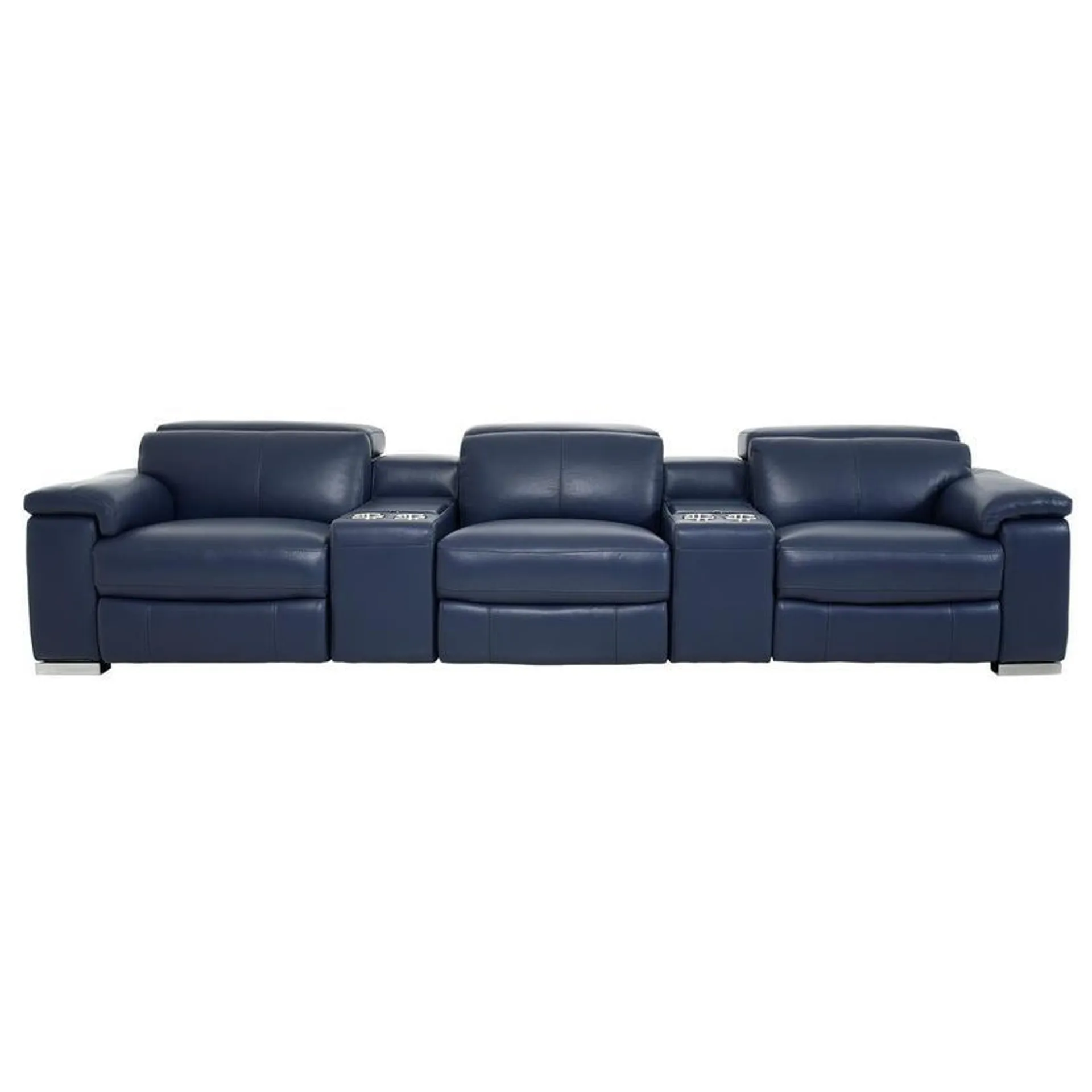 Charlie Blue Home Theater Leather Seating with 5PCS/2PWR