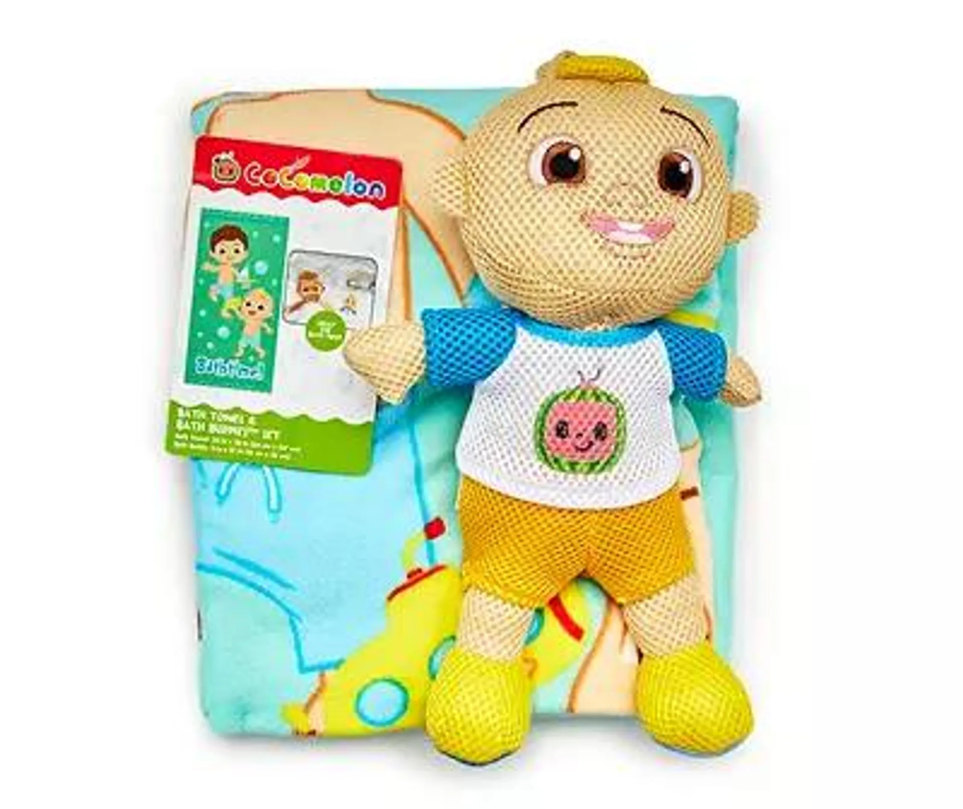 CoComelon "Bath Time!" Turquoise Bath Towel & Bath Buddy Set