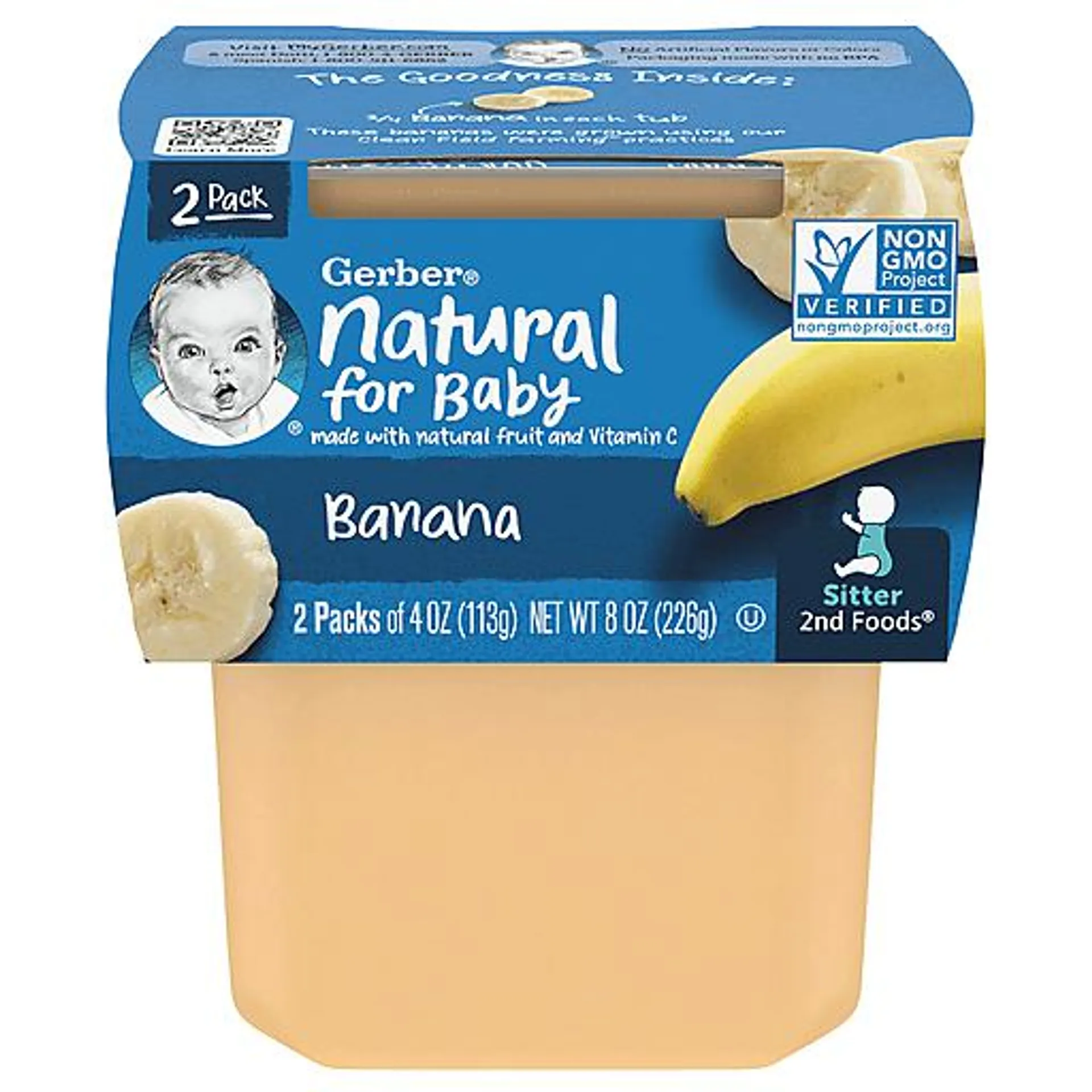 Gerber Non-GMO Banana Baby Food 4 oz container 2 ct