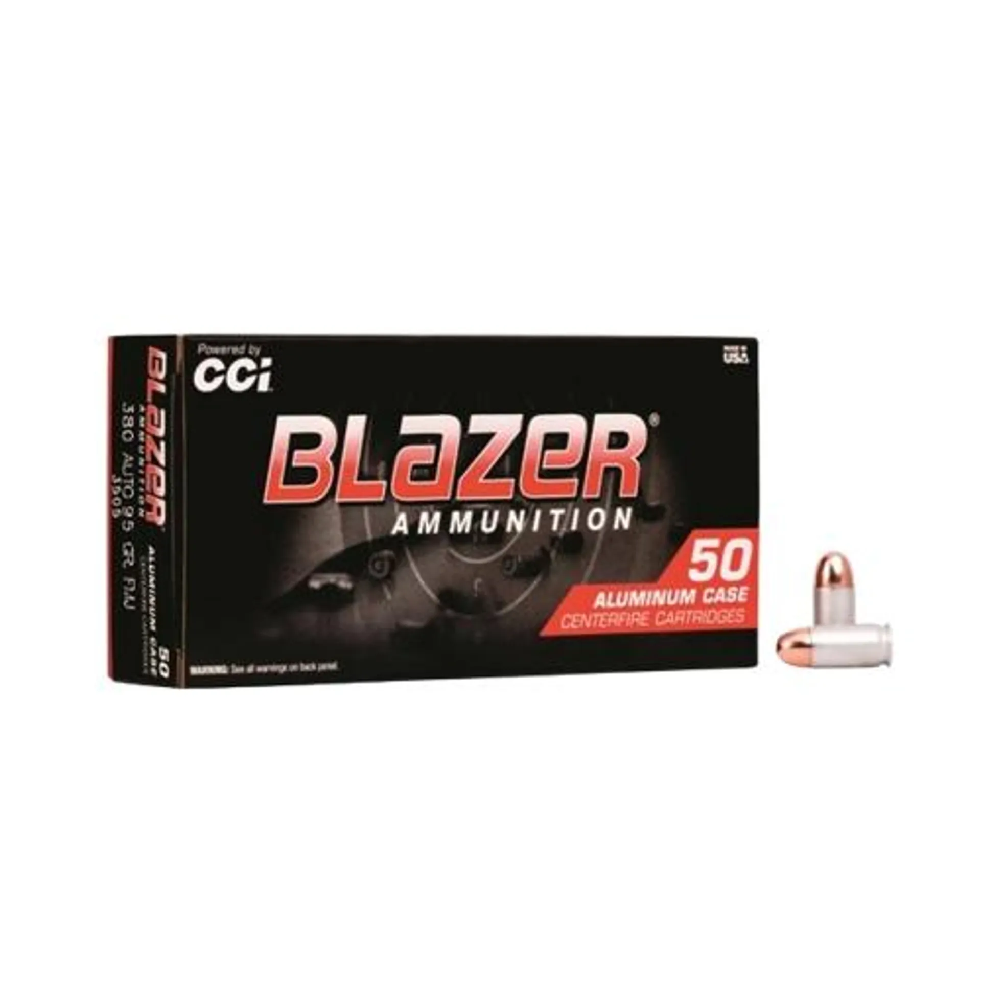 CCI Blazer Aluminum Case .380 ACP, FMJ 95 Grain 50 Rounds