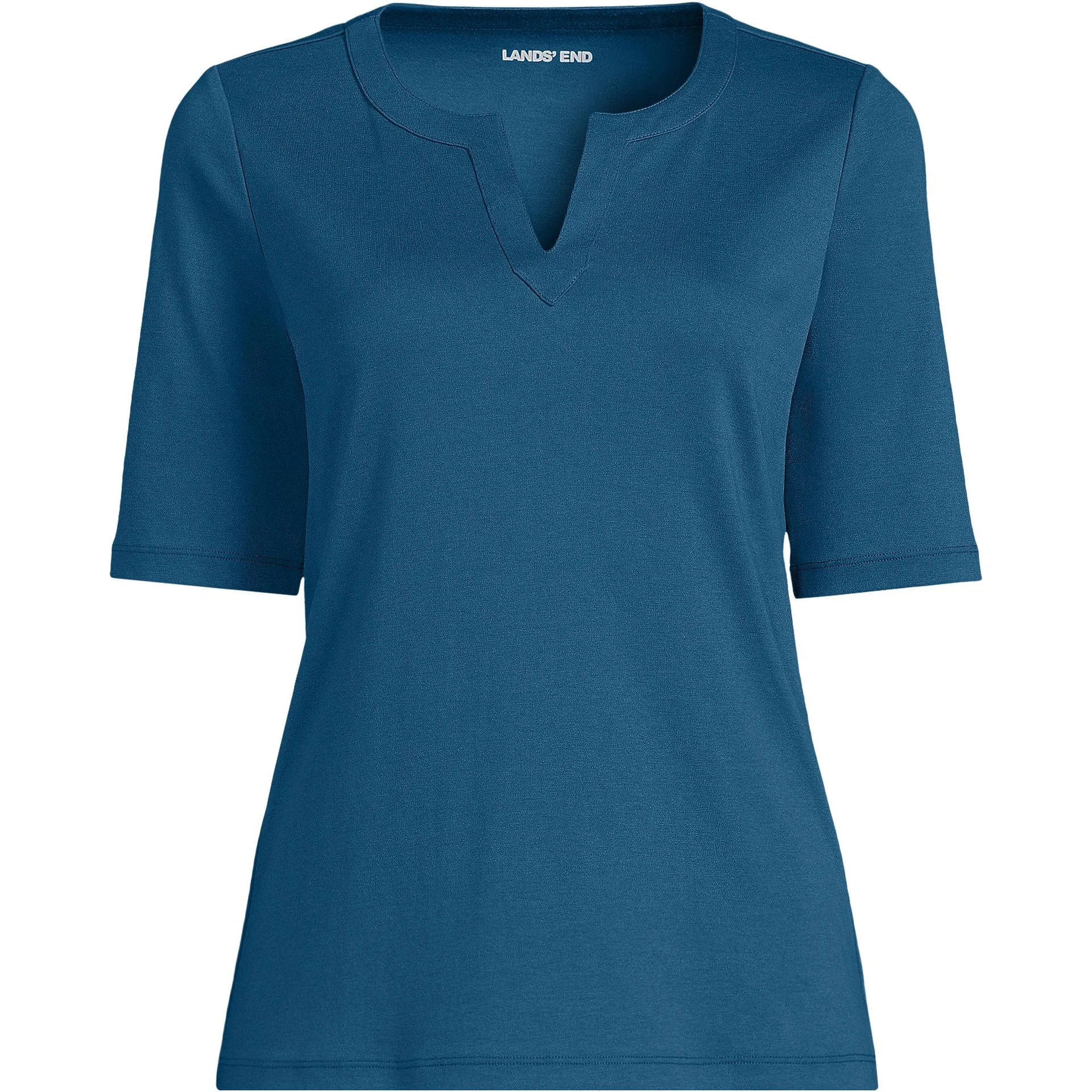 Women's Cotton Polyester Modern Half Sleeve Splitneck