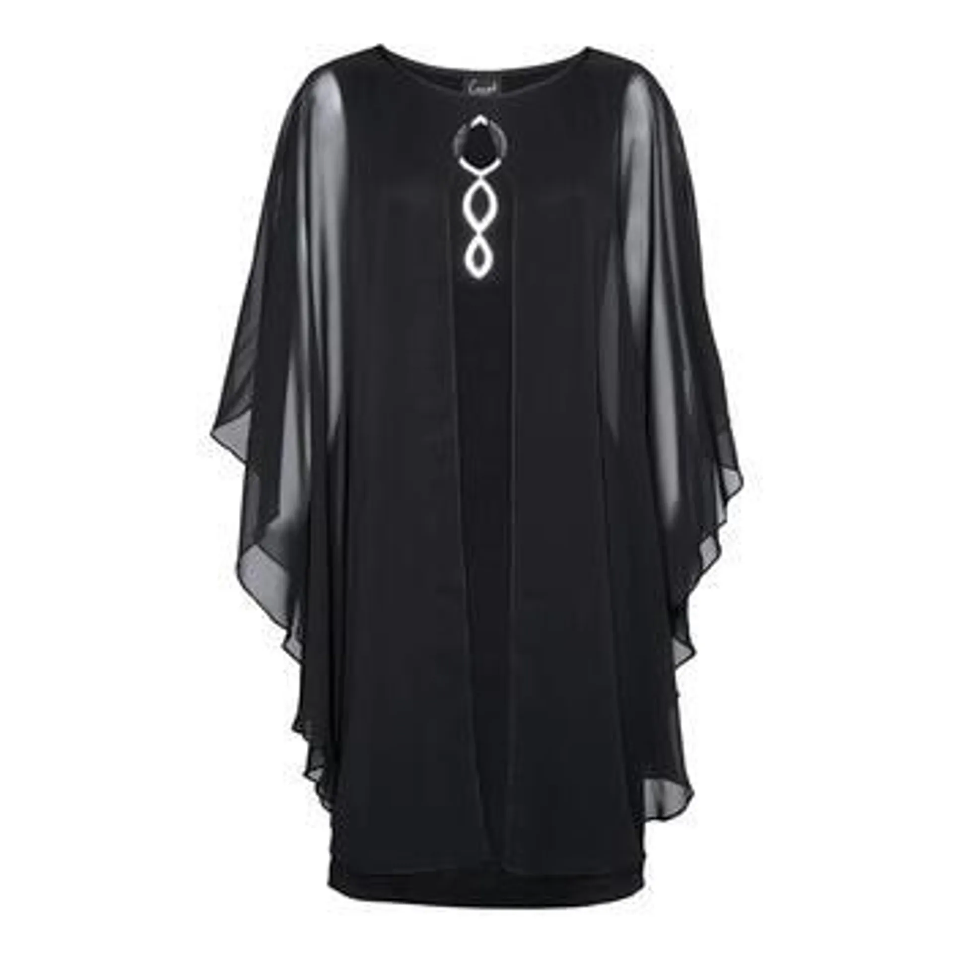 Plus Size Connected Apparel Capelet Overlay Rhinestone Dress