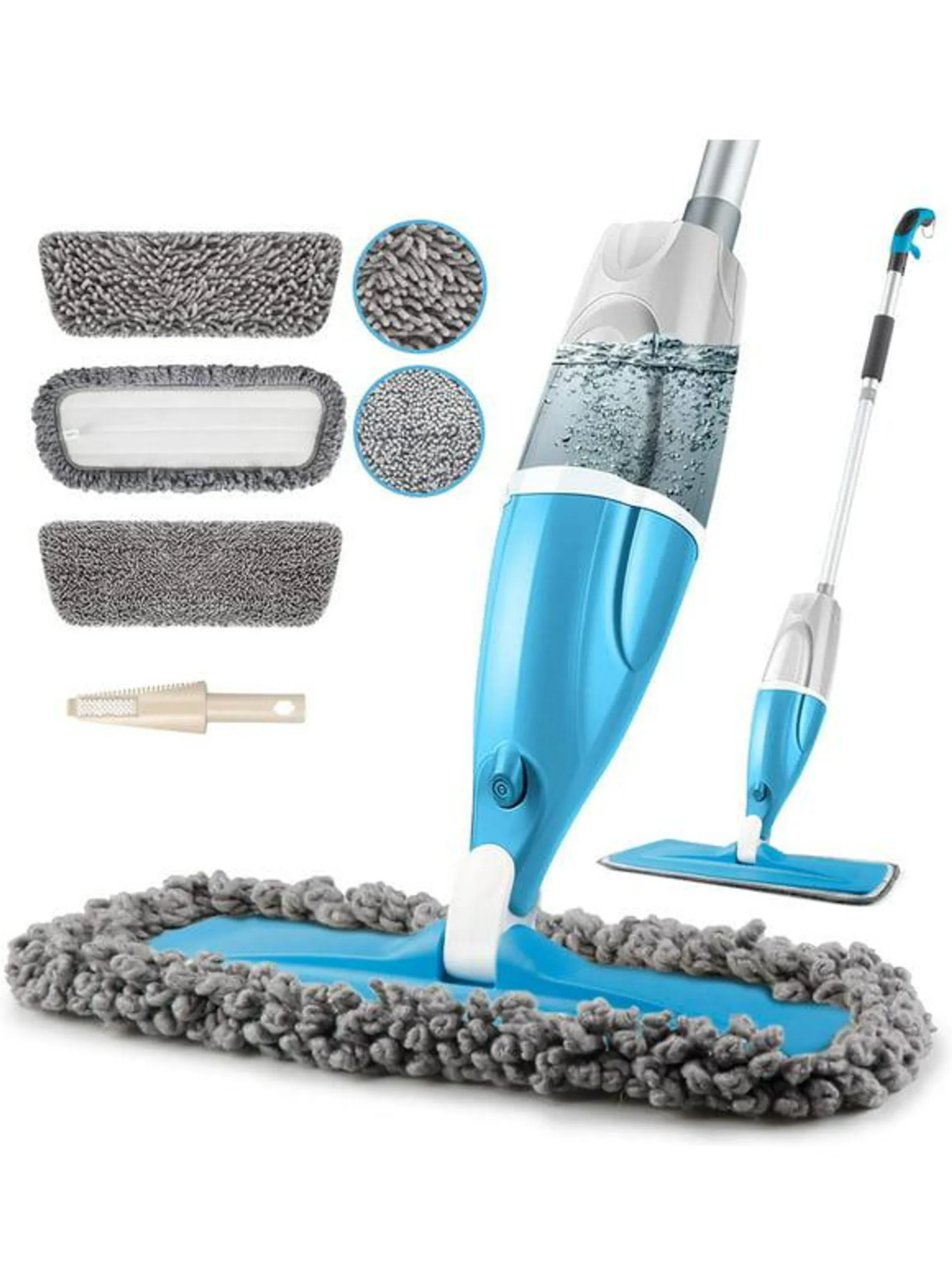 SUPTREE Microfiber Spray Floor Mops for Floors Cleaning Kitchen Mop with 3 Washable Mop Pads,640ML Refillable Bottle Dust Dry Wet Mop