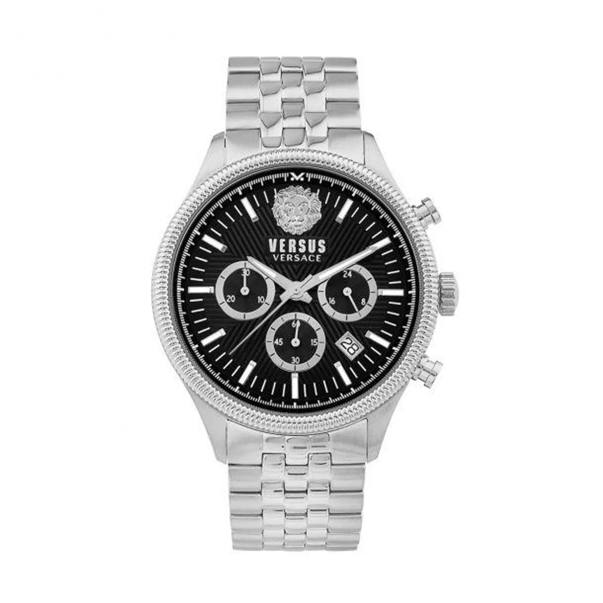 Versus Versace Colonne Chrono Men's 44mm Silver Bracelet Watch - Black Dial