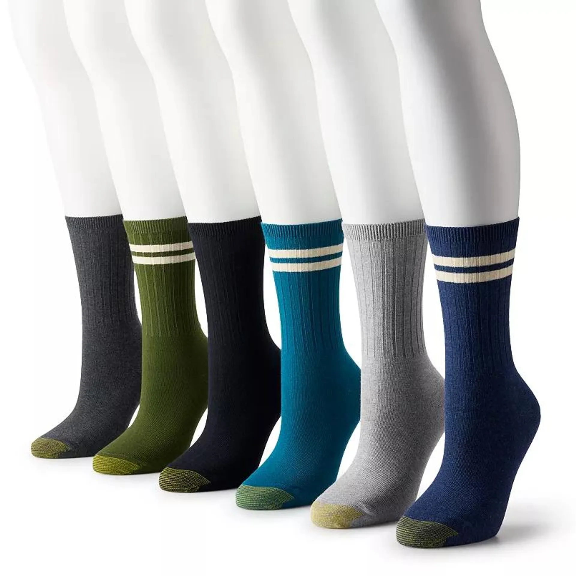 Women's GOLDTOE® 6-Pack Ribbed Crew Socks