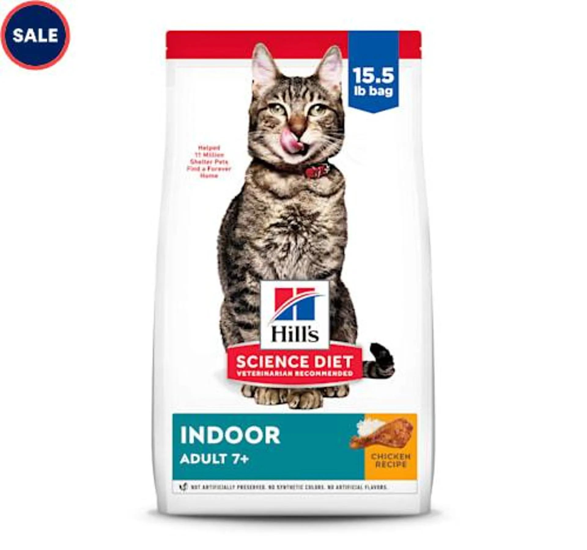 Hill's Science Diet Senior 7+ Indoor Chicken Recipe Dry Cat Food, 15.5 lbs.