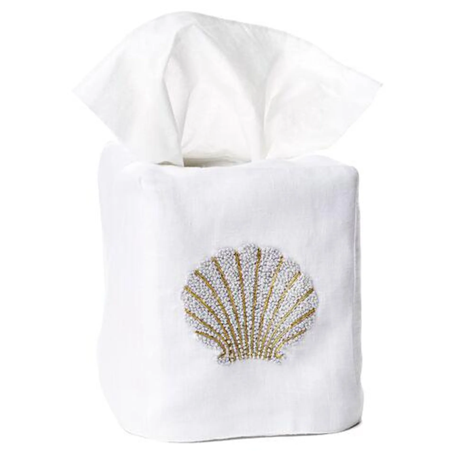 Scallop Shell Linen Tissue Box Cover