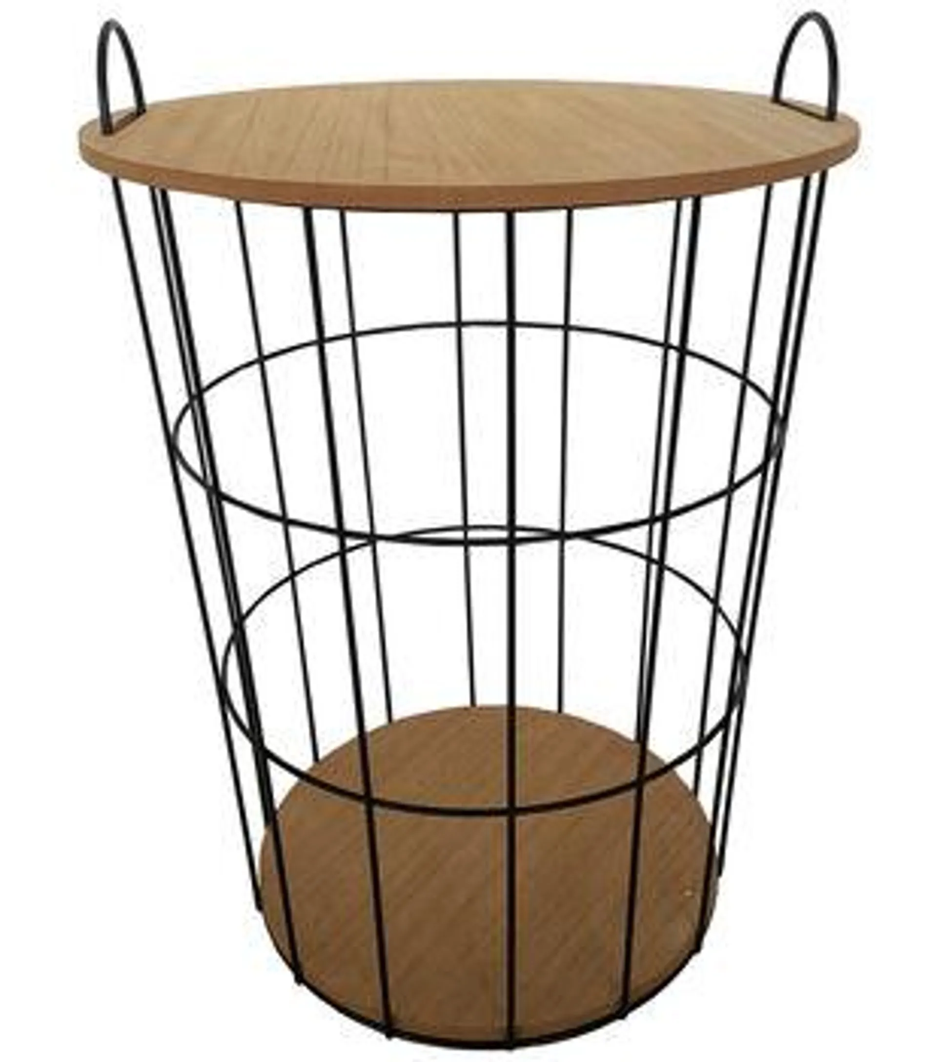 21" Metal Frame Storage Basket With Wood Lid by Hudson 43