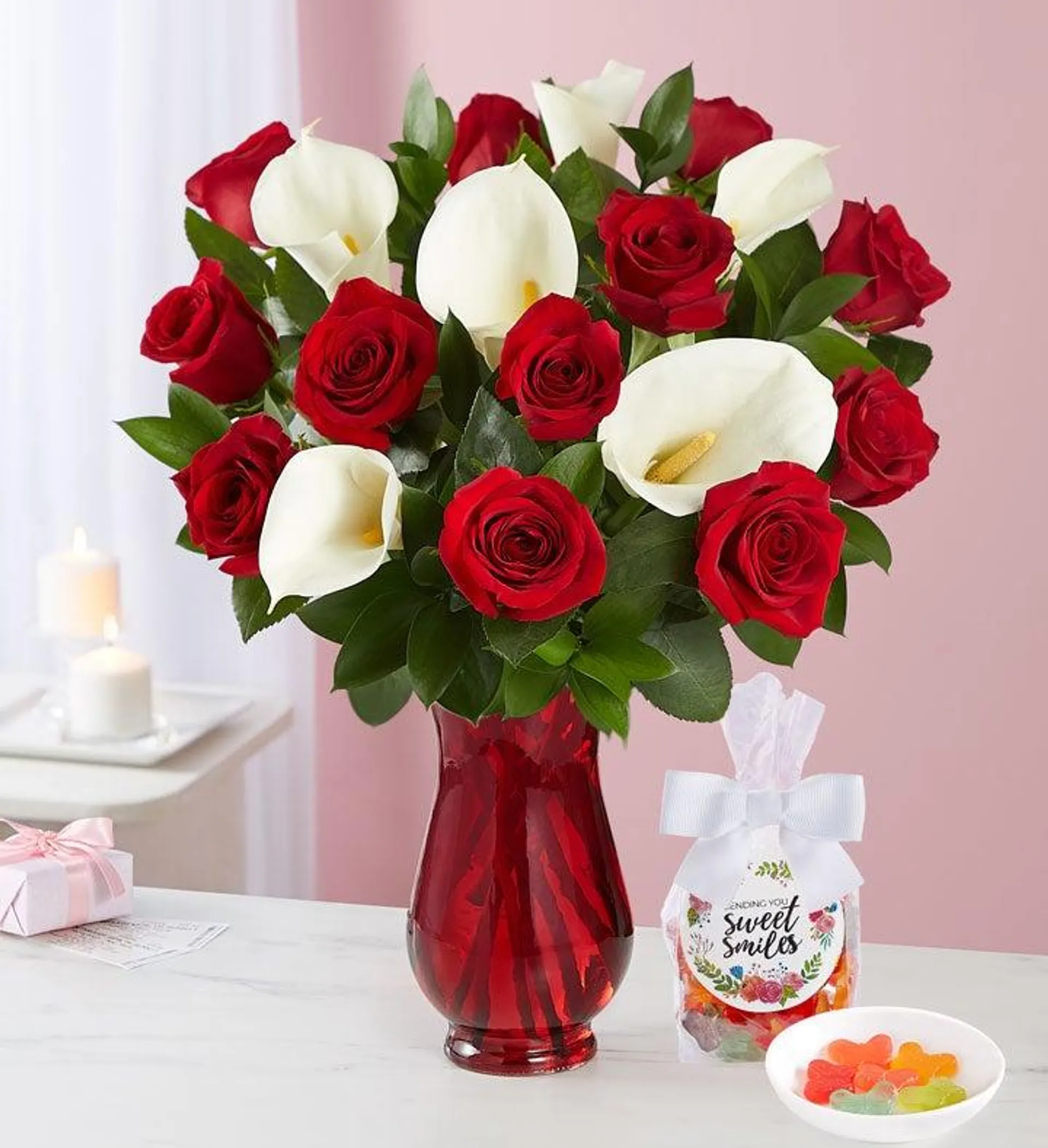 Stunning Red Rose & Calla Lily + Free Candy