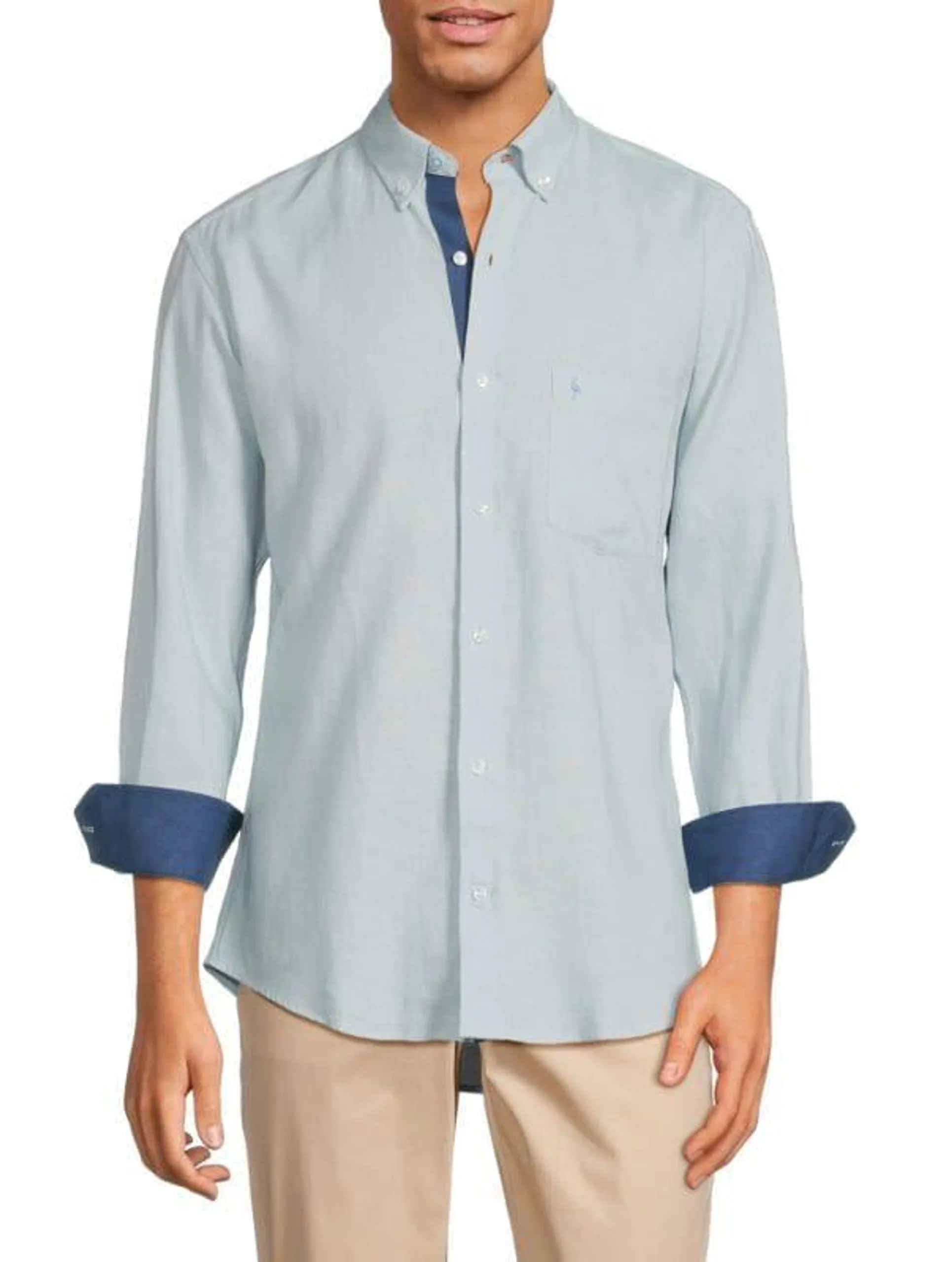 Linen Blend Contrast Sport Shirt