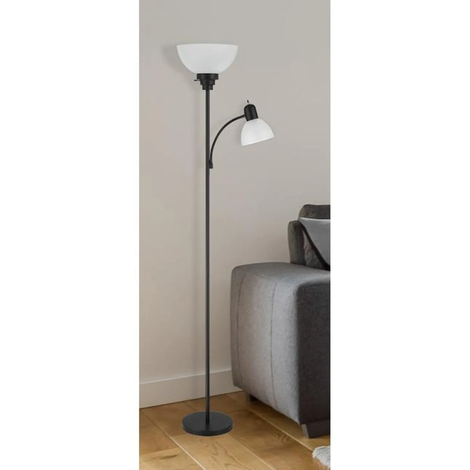 Style Selections 71-in Black Torchiere with Side-light Floor Lamp