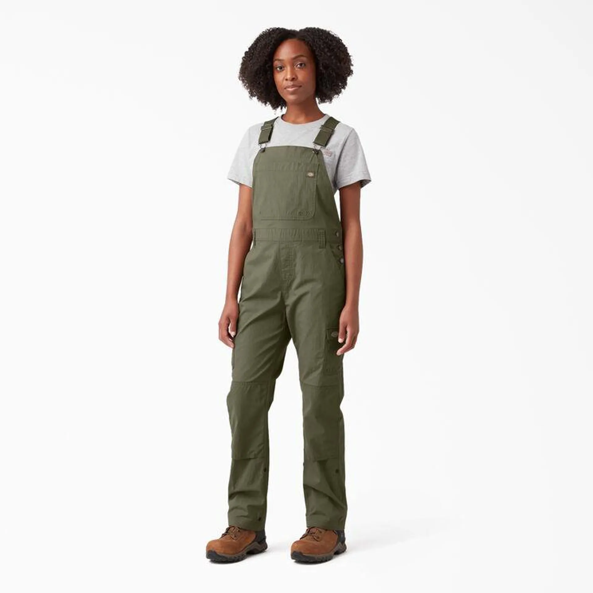 Women's Cooling Ripstop Bib Overalls, Rinsed Military Green
