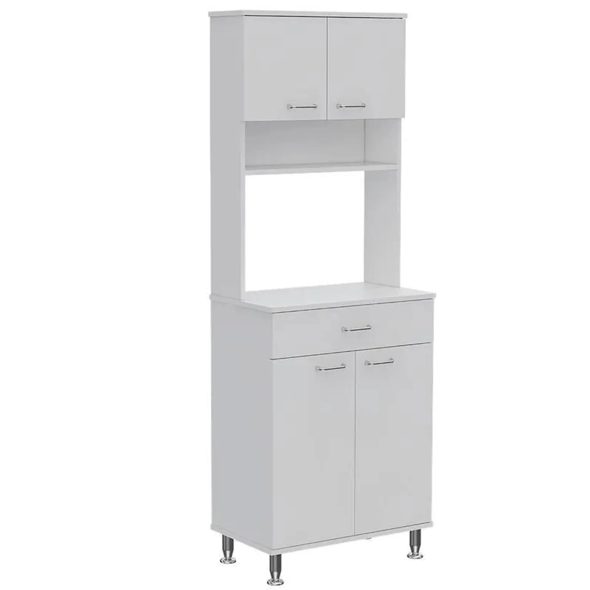 Della 60 Kitchen & Dining room Pantry with Countertop, Closed & Open Storage -Light Oak