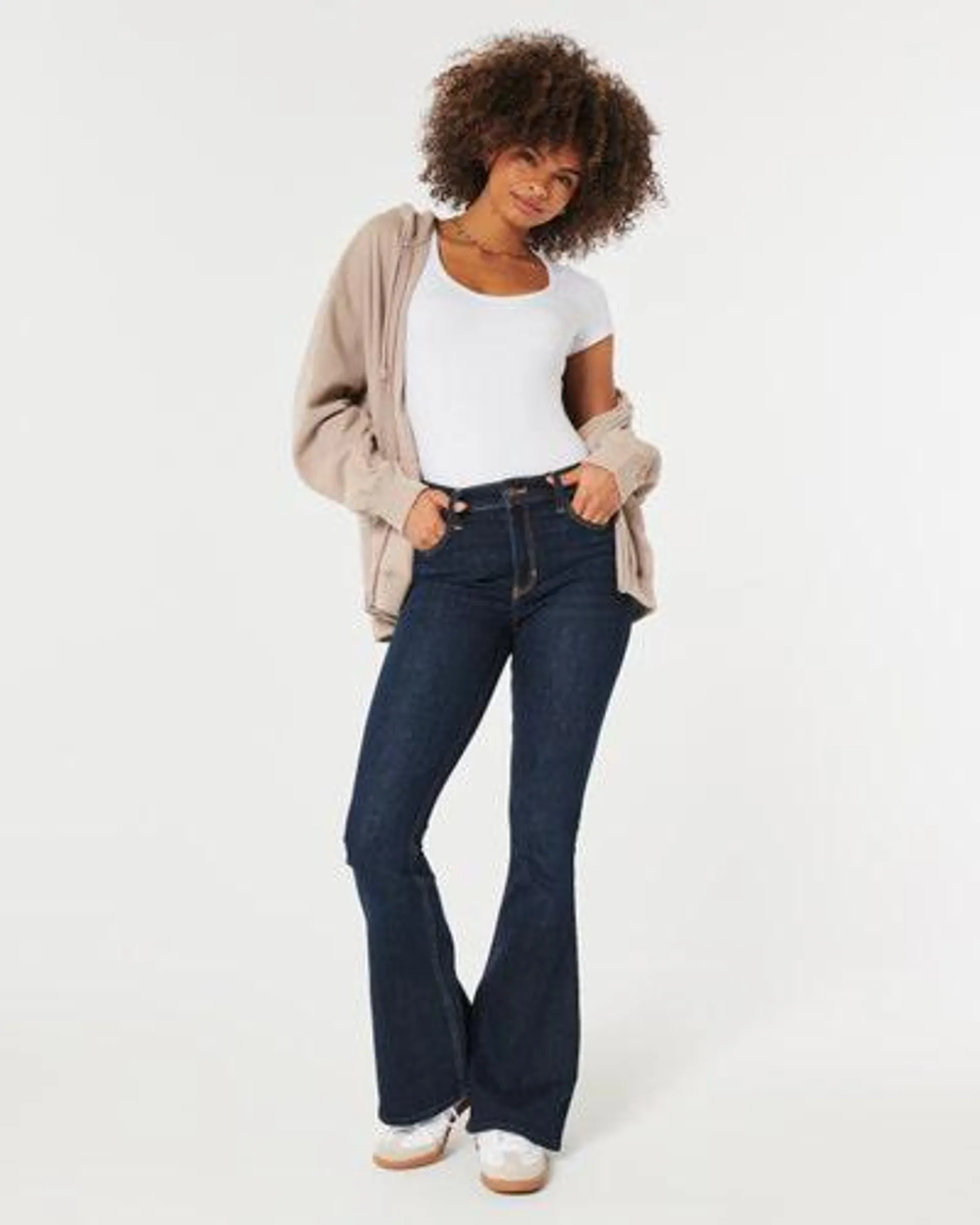 High-Rise Dark Wash Flare Jeans