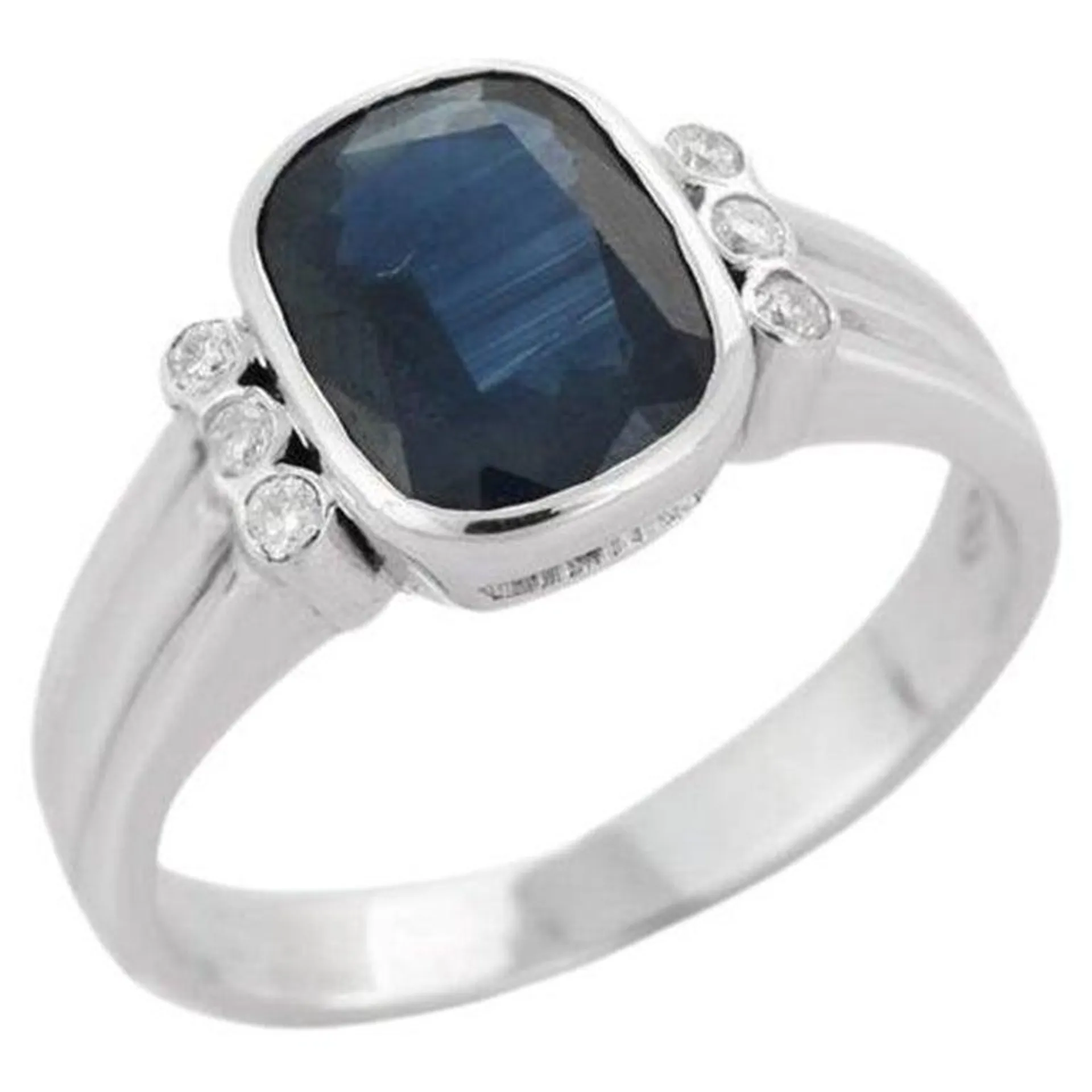 2.74 CTW Blue Sapphire Ring with Diamonds in 18k Solid White Gold