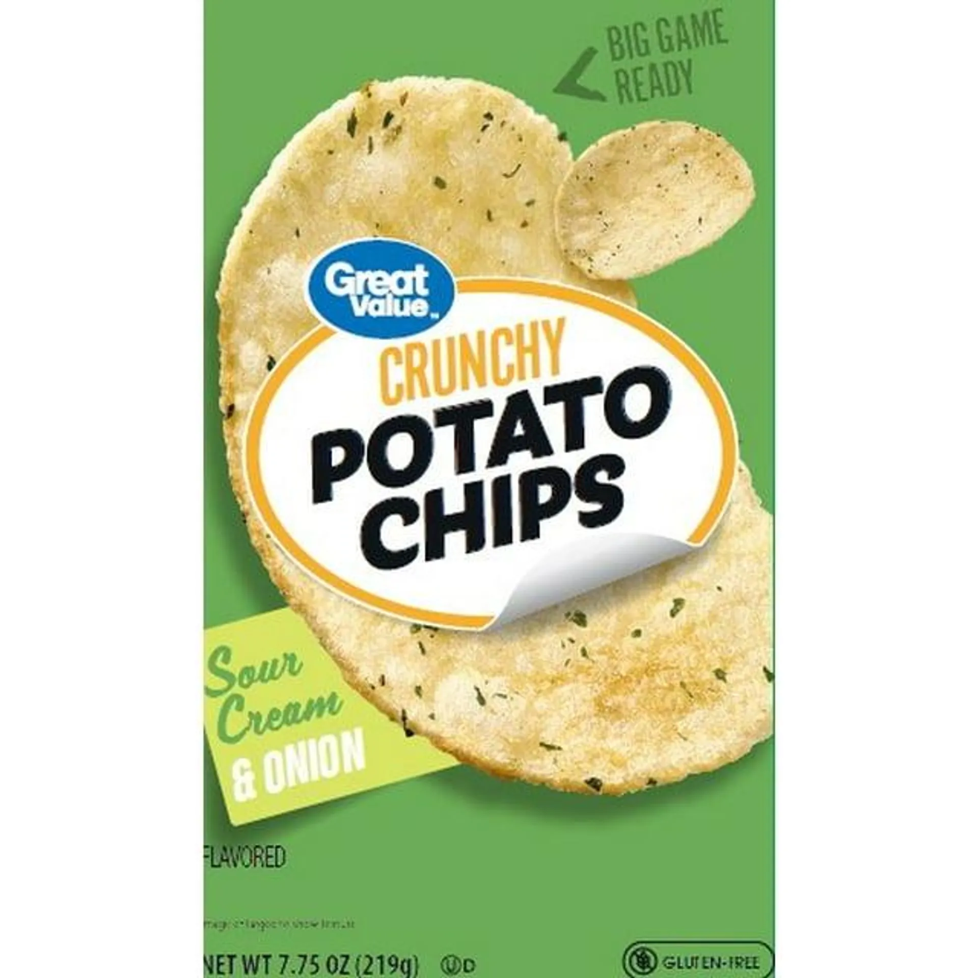 Great Value Sour Cream & Onion Flavored Potato Chips, 7.75 oz