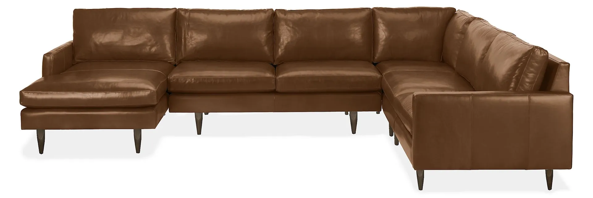 Jasper 137x91" Three-Piece Sectional w/LAChaise in Palermo Bourbon Leather