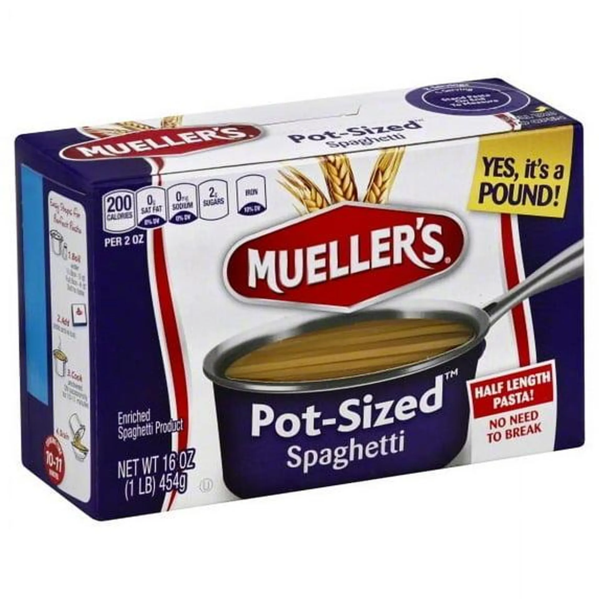 Mueller's Pot-Sized Sodium-Free, Cholesterol-Free Spaghetti Pasta, 16 oz (Shelf-Stable)