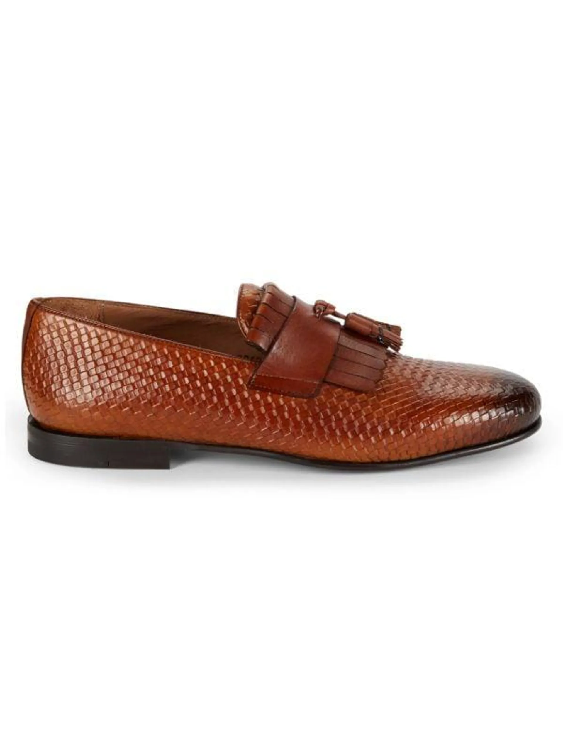 Basket Weave Leather Tassel Loafers