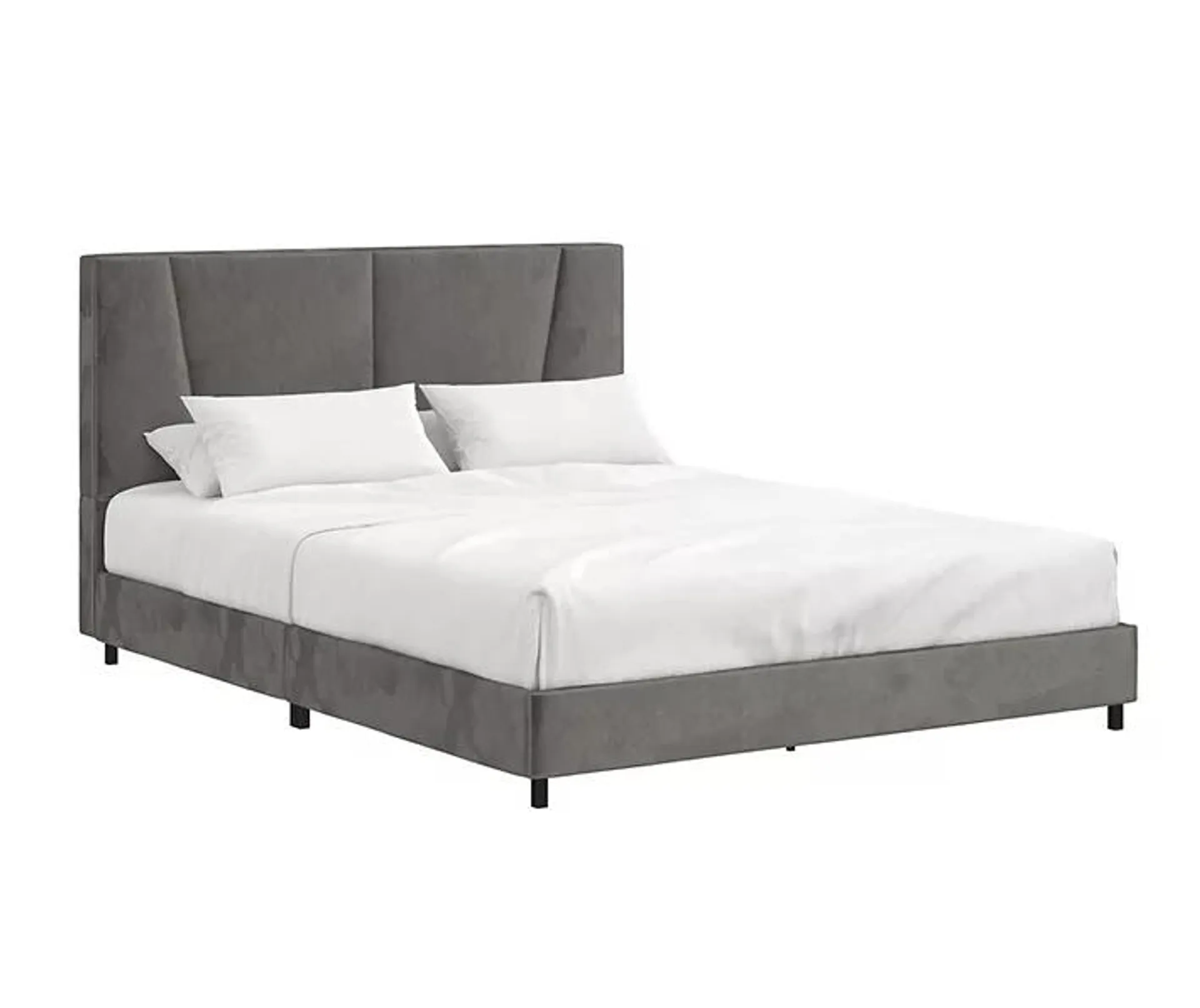 RealRooms Maverick Gray Velvet Queen Upholstered Platform Bed