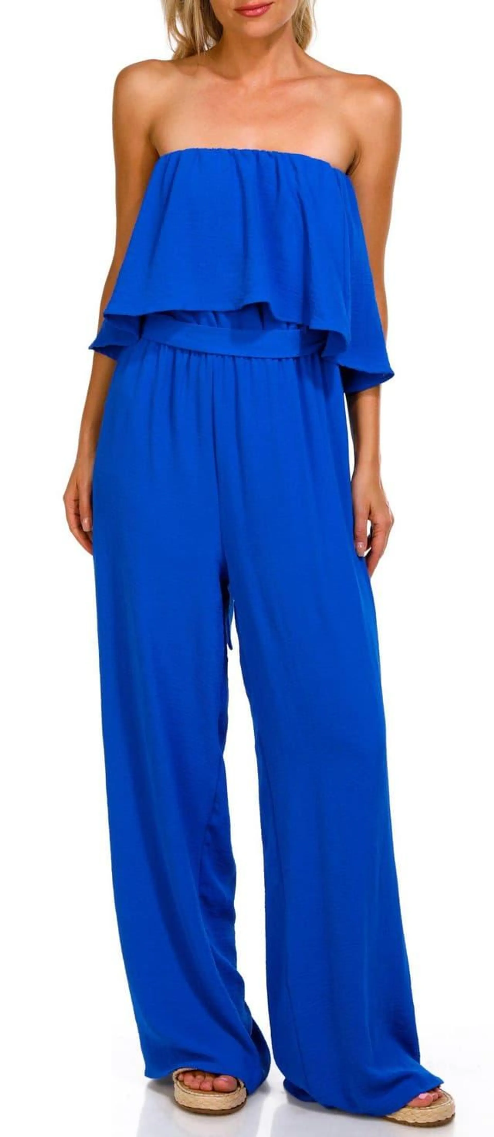 Jolie & Joy Juniors Belted Flounce Jumpsuit
