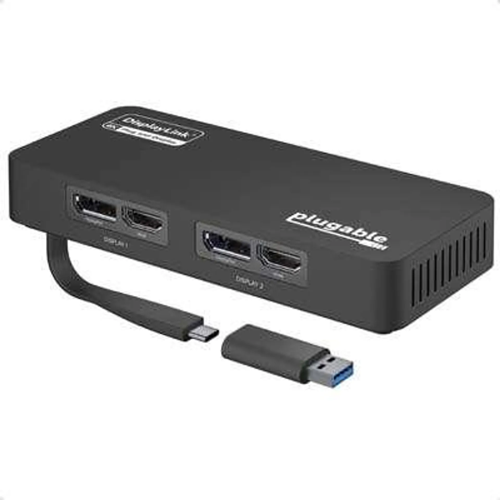 Plugable Technologies Plugable 4K DisplayPort and HDMI Dual Monitor Adapter for USB 3.0 & USB-C