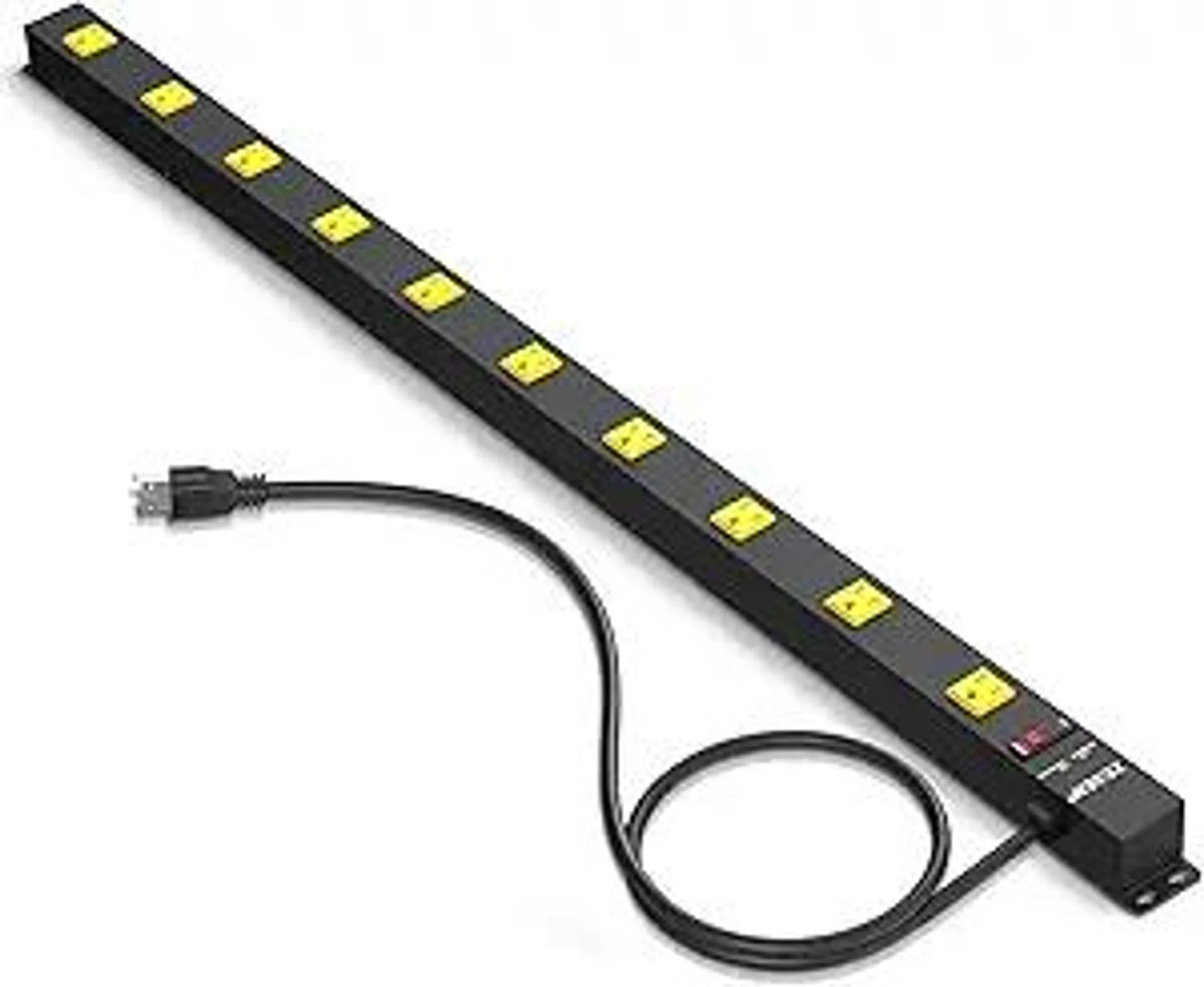 10 Outlet Heavy Duty Long Power Strip Surge Protector with 4ft Cord for Garage Workshop Workbench, ETL Certified, Black