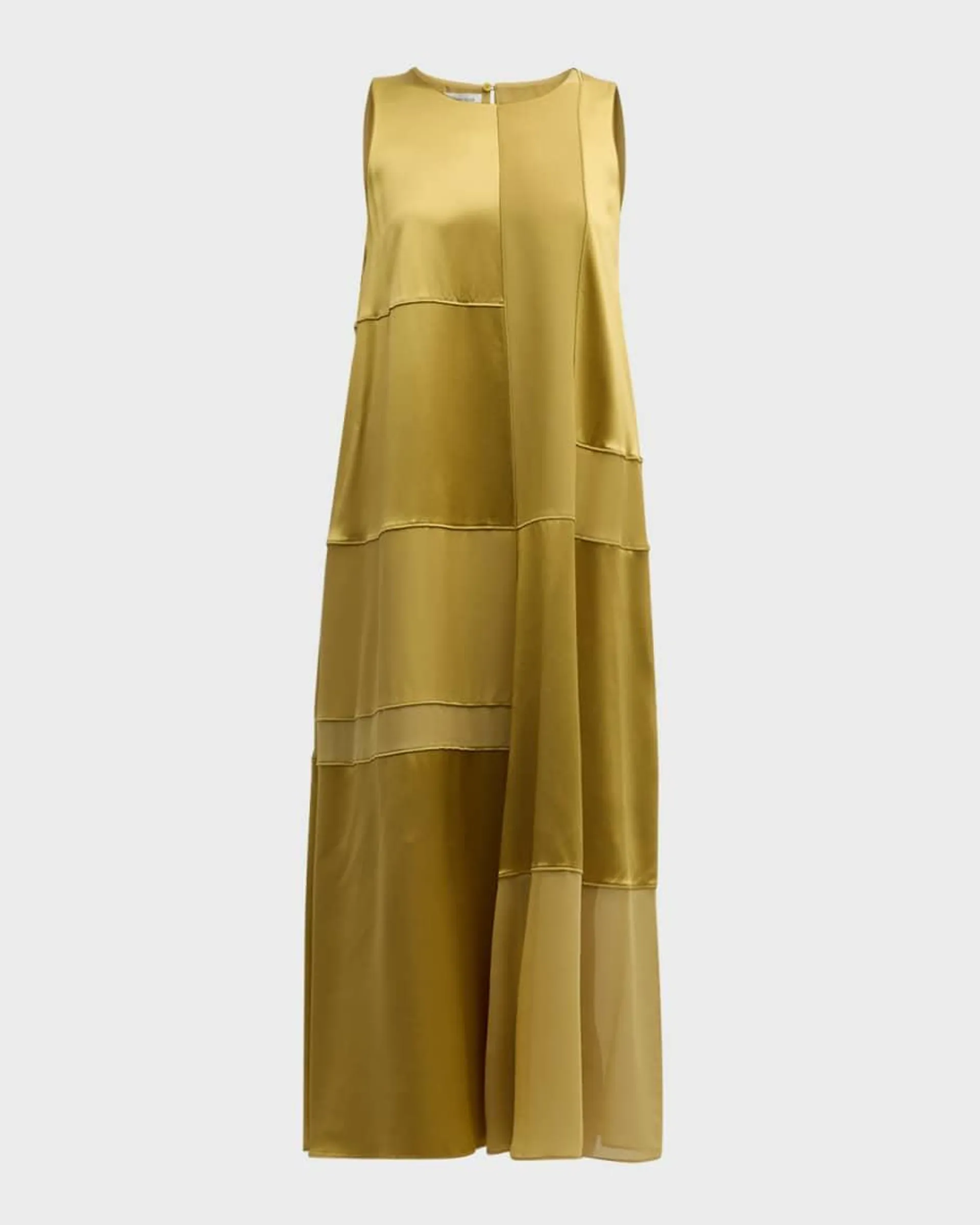 Block Panel Silk Charmeuse Midi Dress