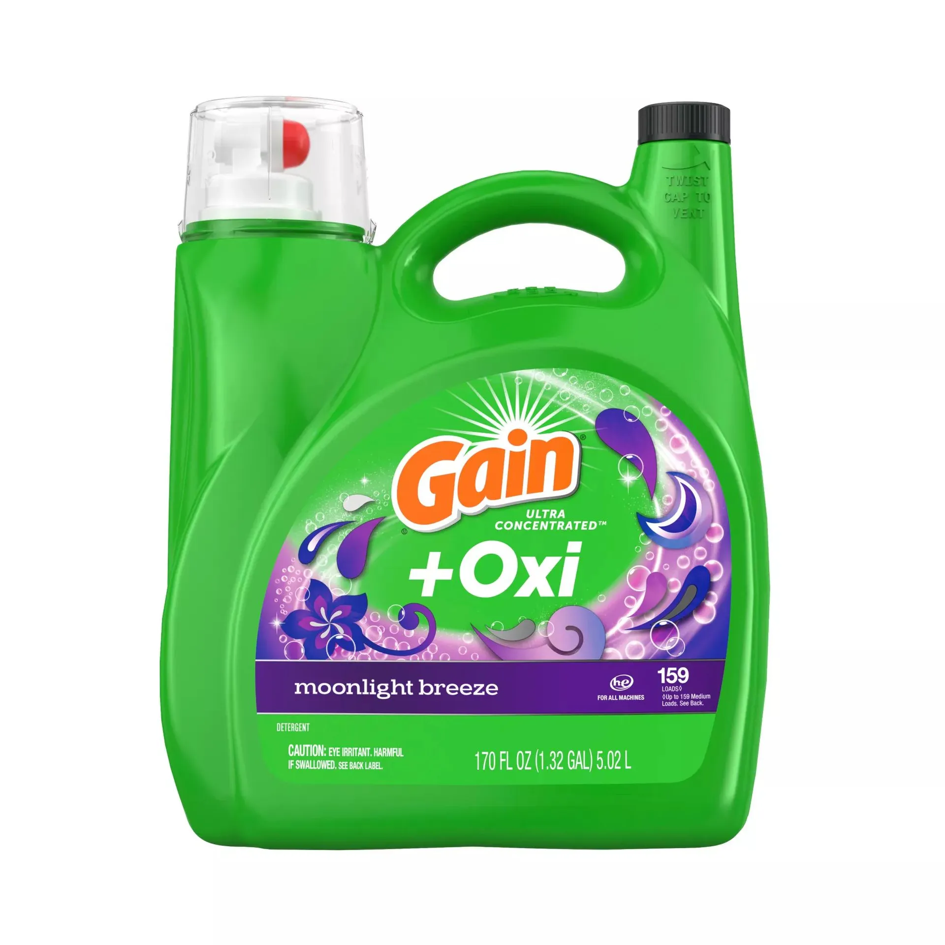 Gain + Oxi Liquid Laundry Detergent, 159 loads/170 fl. oz. - Moonlight Breeze