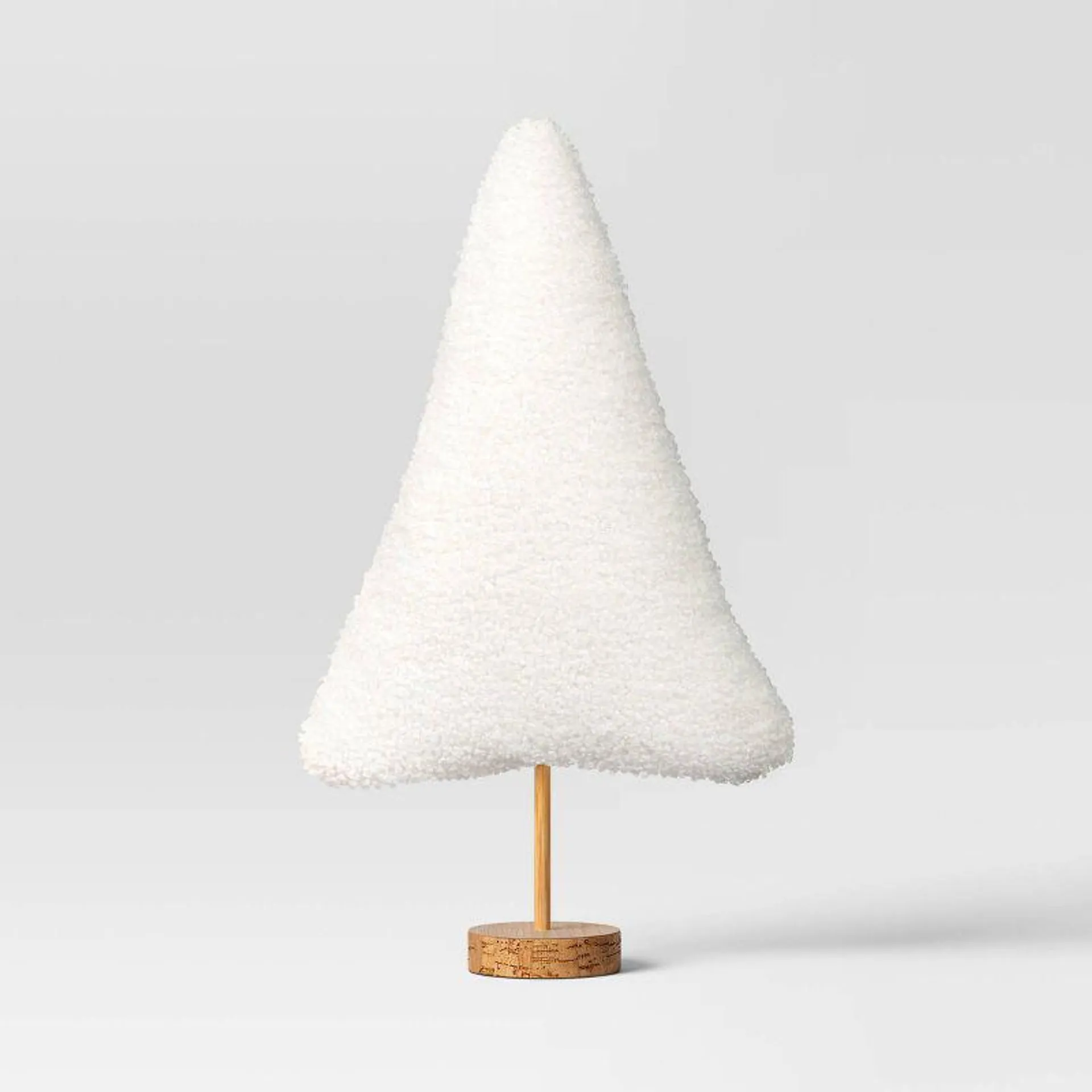 15.5" Faux Shearling Fabric Christmas Tree with Wood Base Figurine - Wondershop™ White