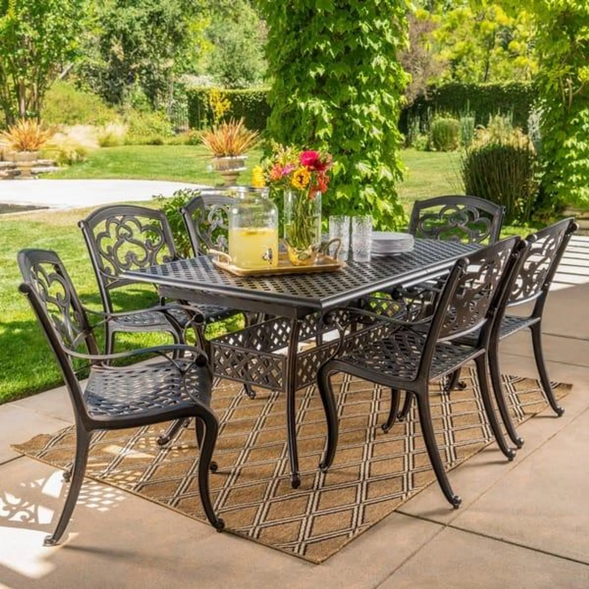 Abigal Outdoor Copper Cast Cast Aluminum Rustic Dining Collection by Christopher Knight Home - N/A