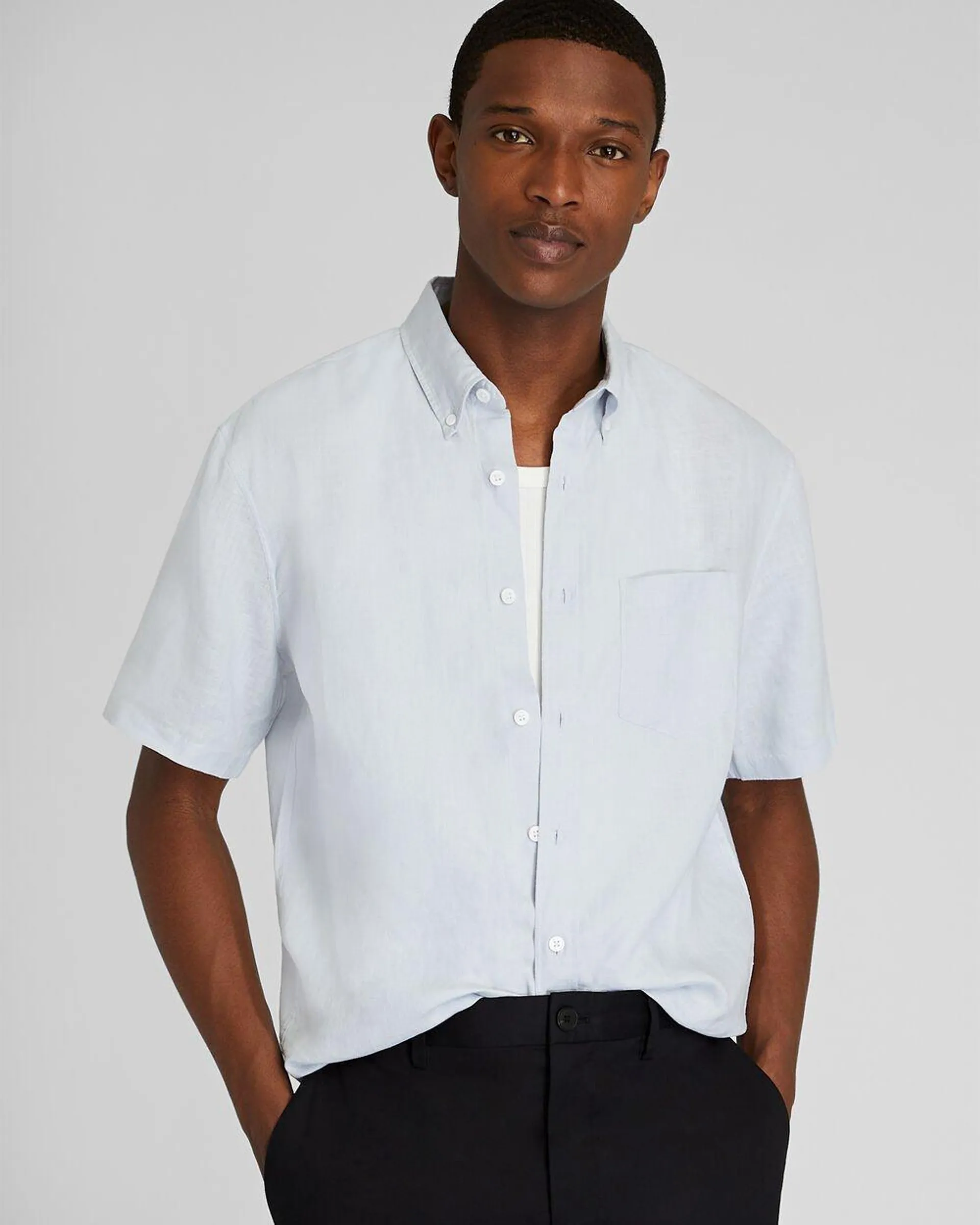 Short Sleeve Slim Linen Shirt