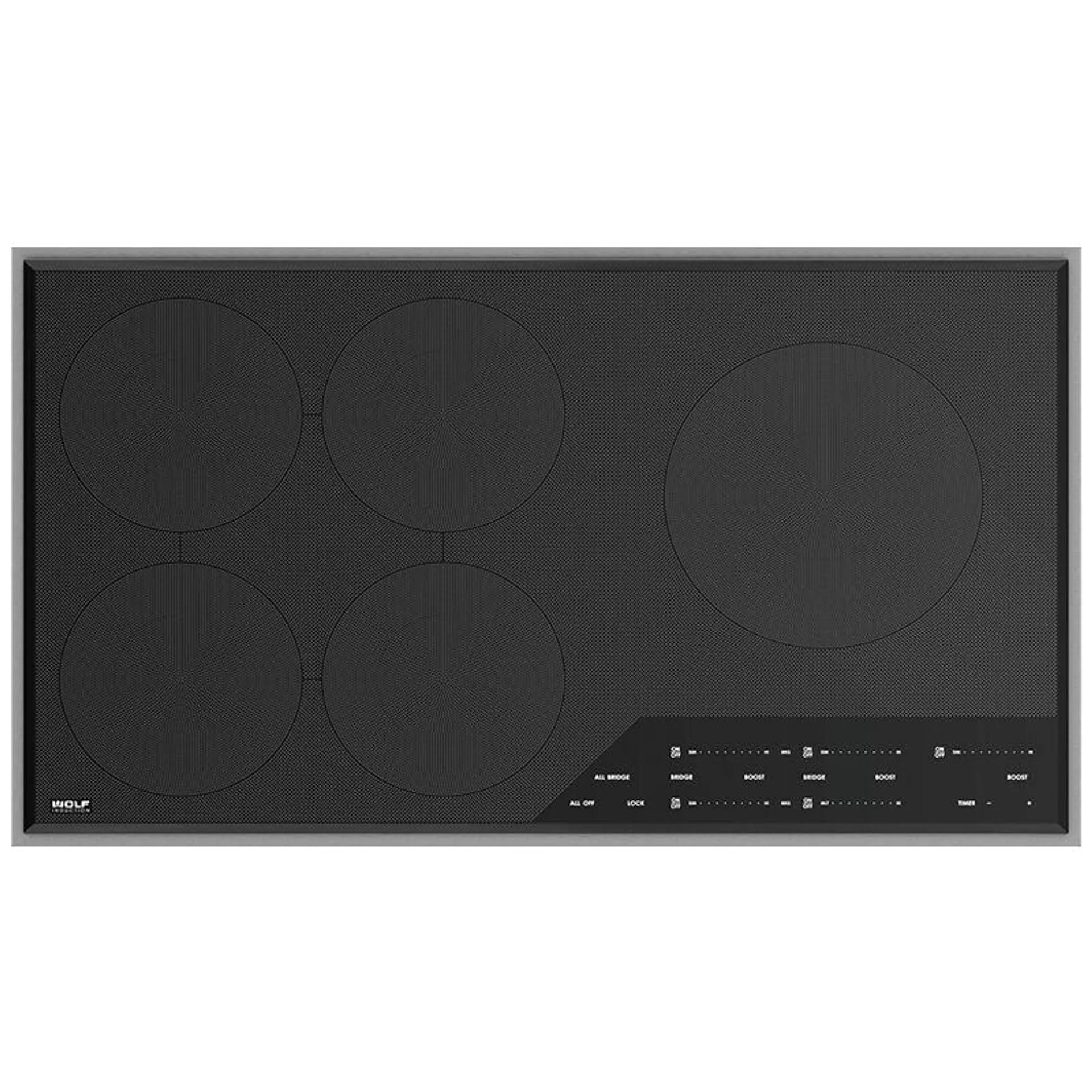 Wolf Transitional Series 36 in. 5-Burner Induction Cooktop with Simmer Burner & Pairing Frame - Stainless Steel