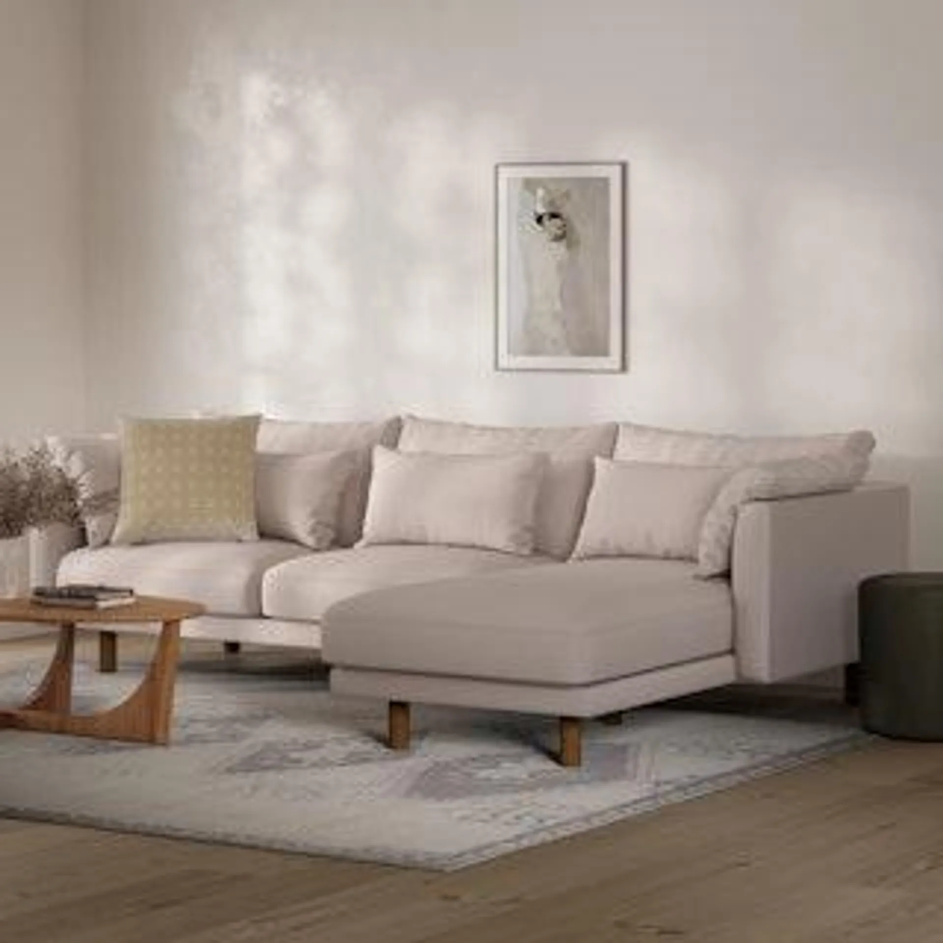 Leo 114.5" Slipcover Right Sectional - Shell Ivory