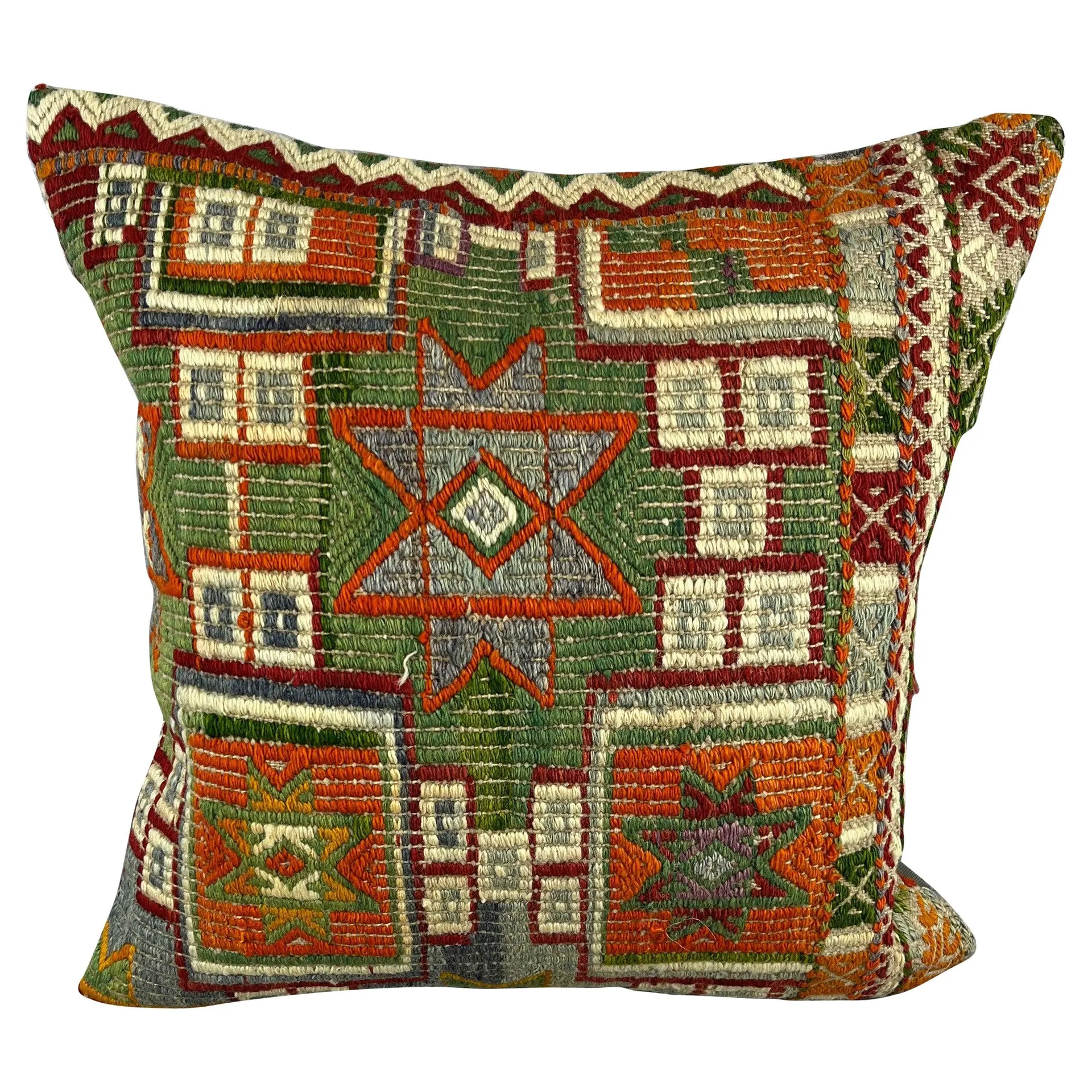 20 x 20 Kilim Pillow Turkish Cushion Natural Green Pillow Cushion Cover #6824