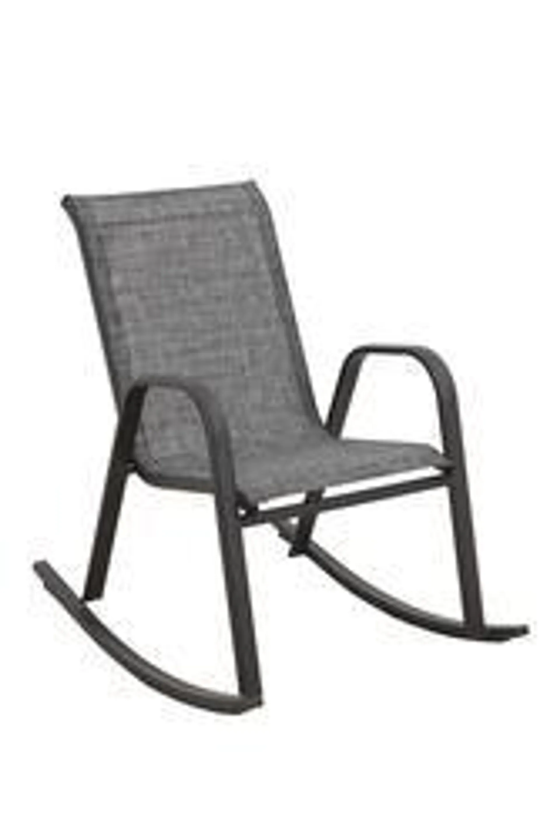 Backyard Creations® Harrison Brown Rocking Patio Chair with Gray Fabric