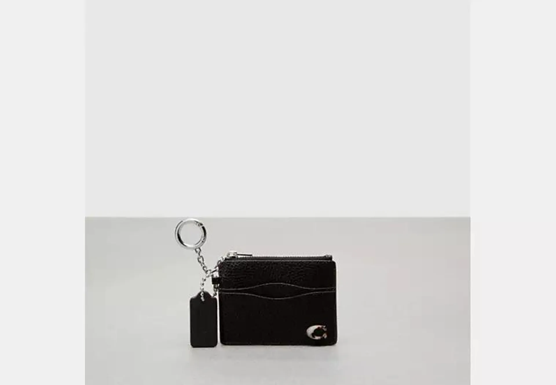 Wavy Zip Card Case In Pebbled Coachtopia Leather With Key Ring