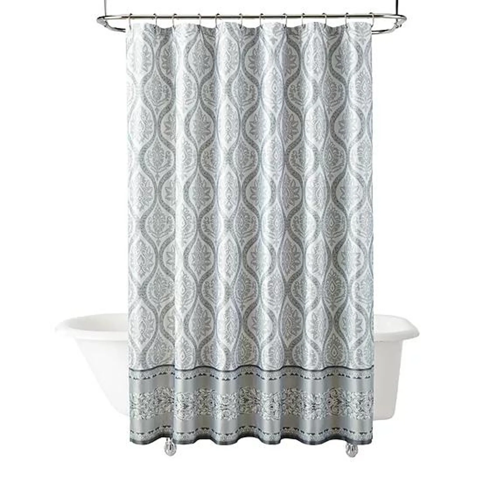 Broadhaven Damask Stripe Gray Shower Curtain