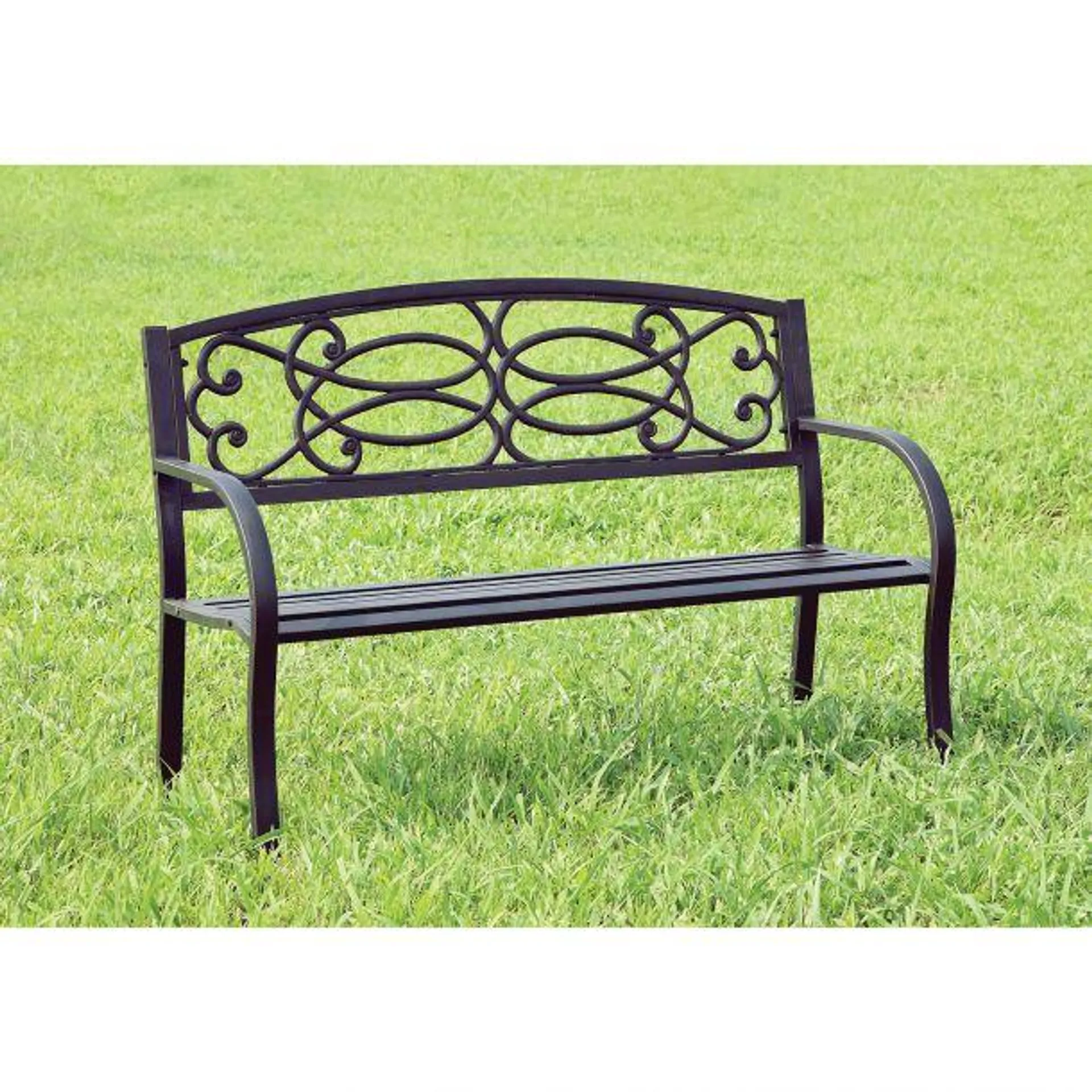 Potter 50" Slated Seat Patio Bench with Armrest by Furniture of America - Black