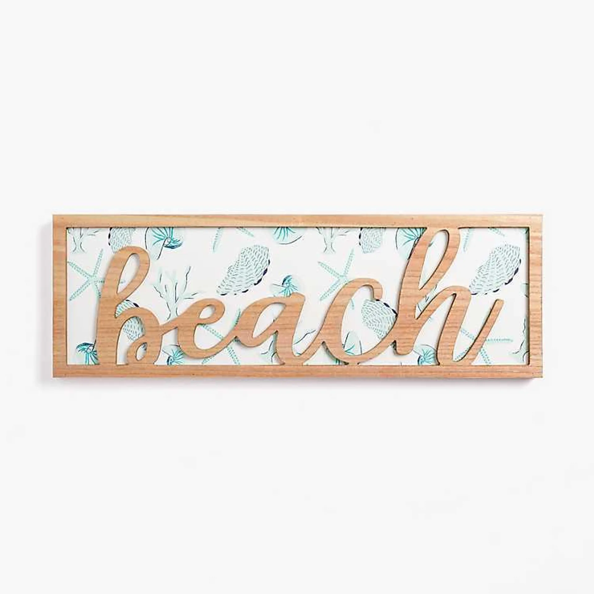 Beach Seashell Print Wood Wall Plaque